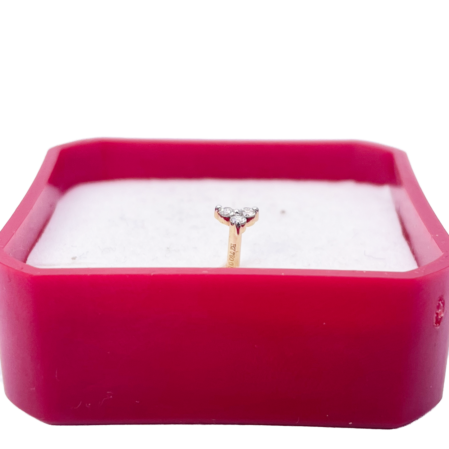 18ct Yellow Gold Natural Round Diamond Three Stone Nose Stud 0.05ct