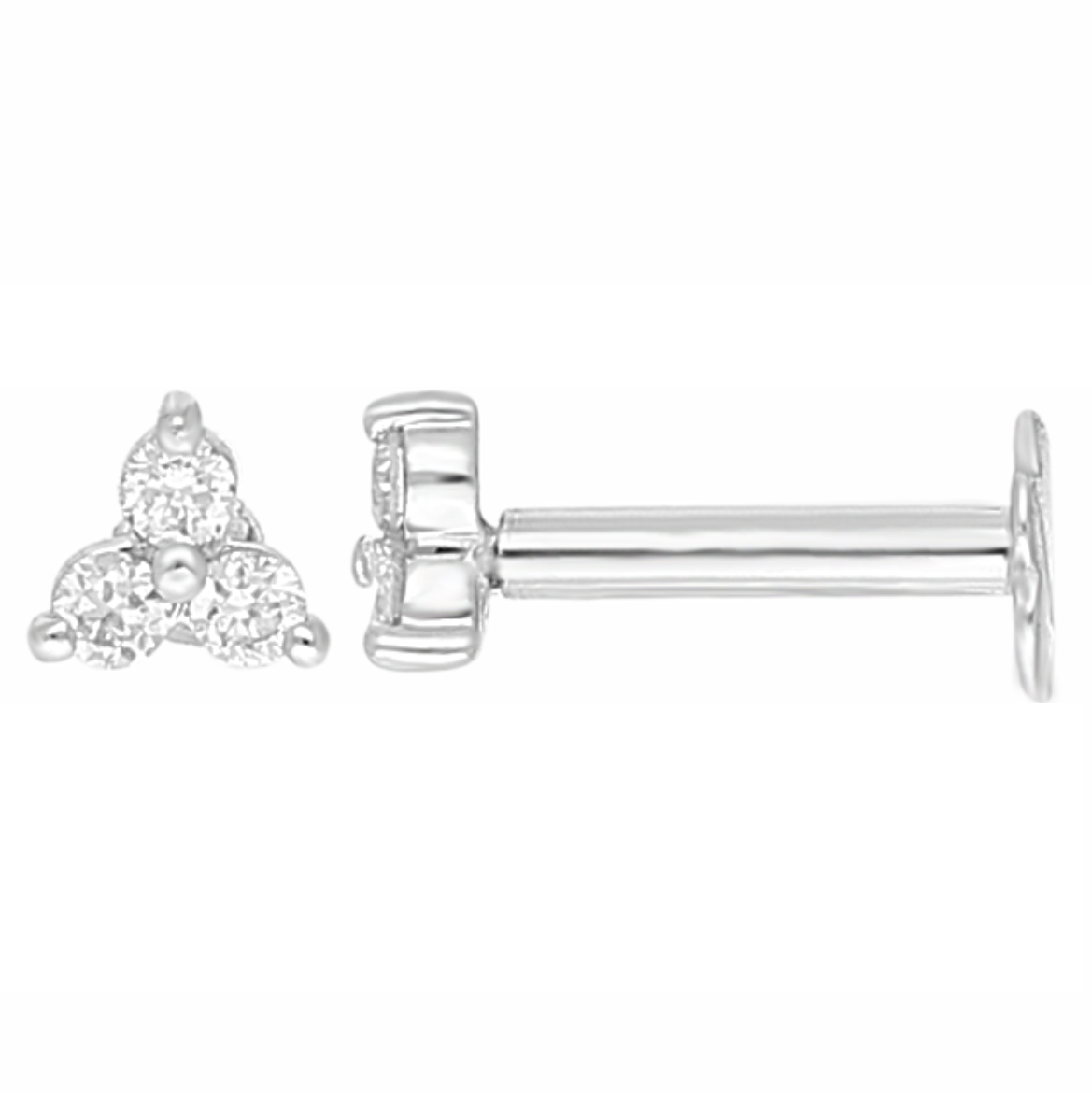 18ct Yellow Gold Natural Round Diamond Three Stone Nose Stud 0.05ct