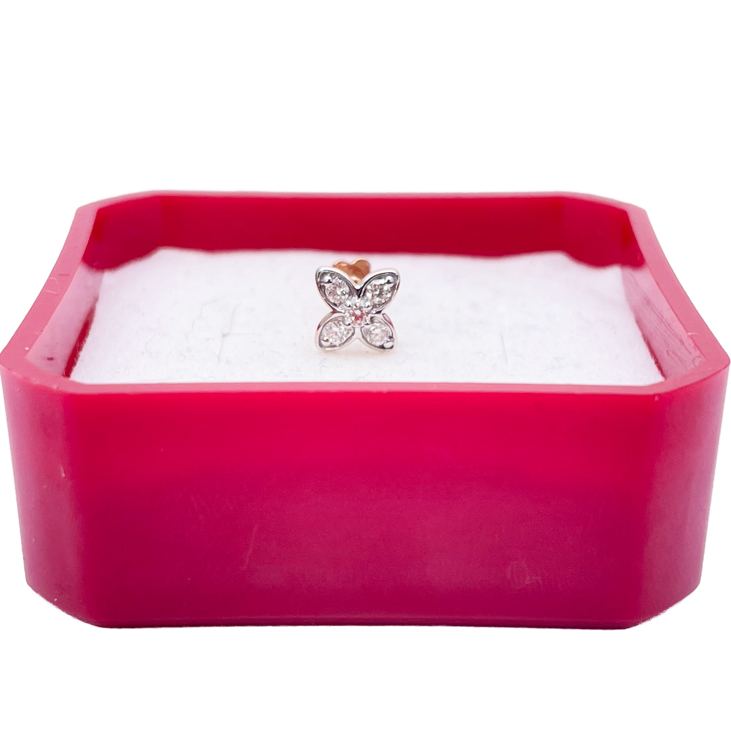 18ct Yellow, White or Rose Gold Natural Round Diamond Five Stone Flower Nose Stud 0.07ct