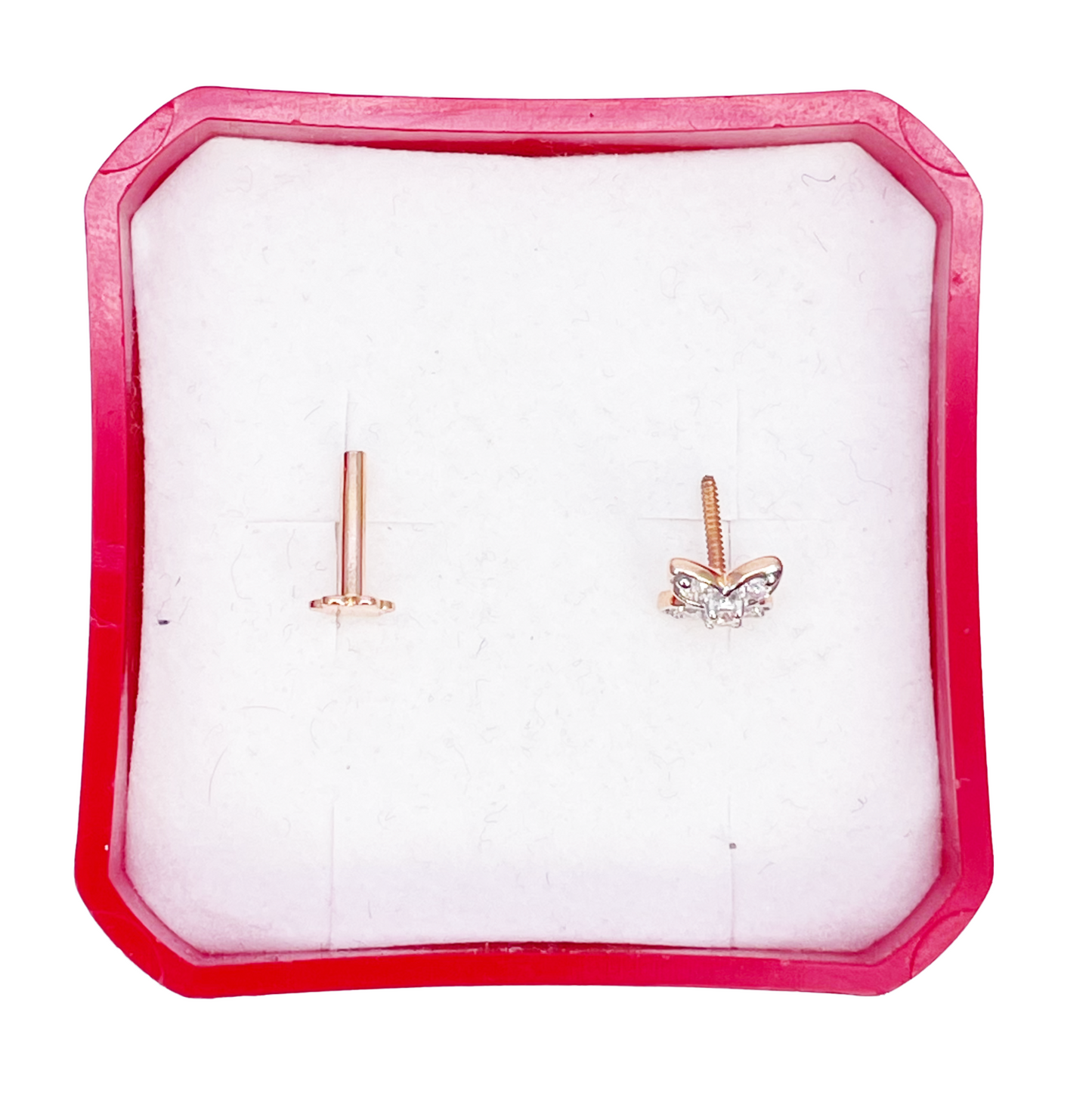 18ct Yellow, White or Rose Gold Natural Round Diamond Five Stone Flower Nose Stud 0.07ct