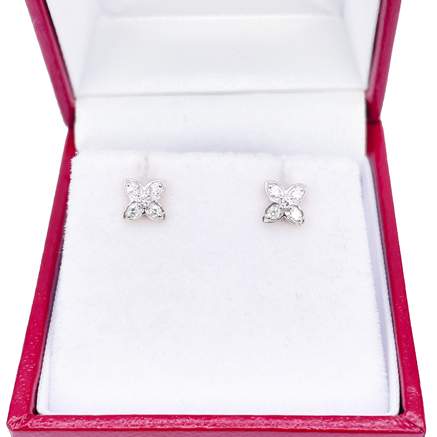 18ct Gold Natural Round Diamond Flower Childrens Stud Earrings 0.14ct
