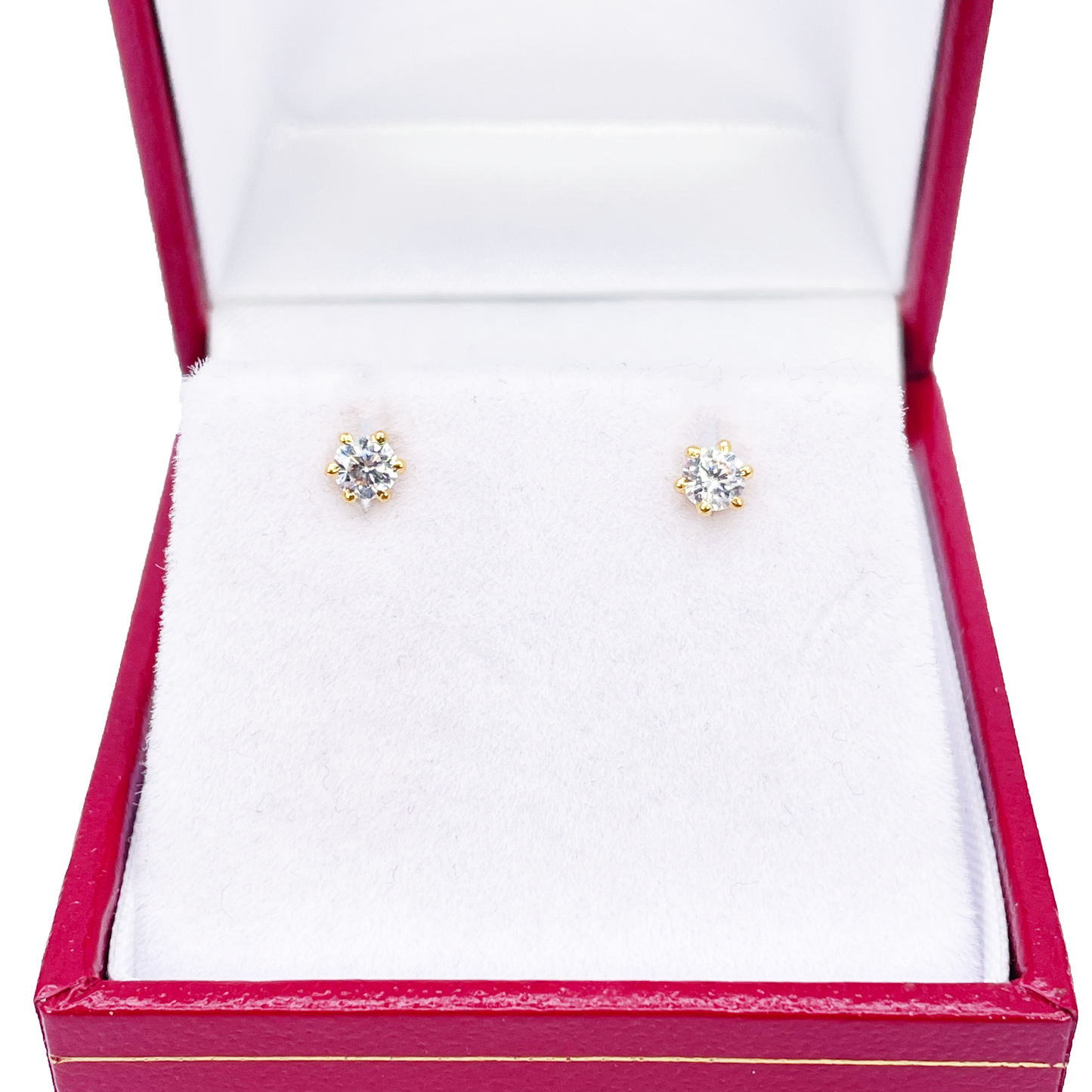 22ct Yellow Gold Six Claw Cubic Zirconia Prong Small Children's Earrings 3.5mm Width