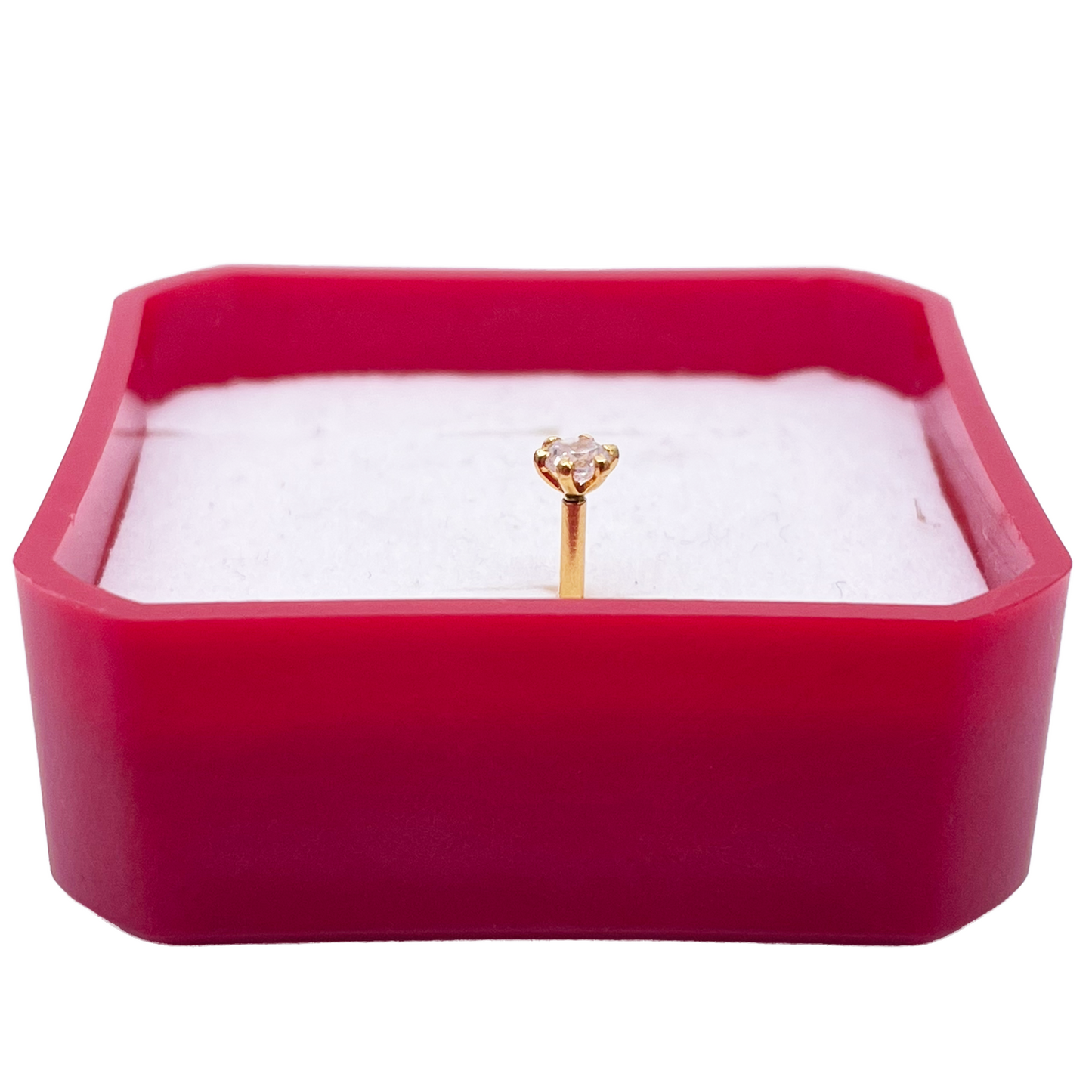 22ct Yellow Gold Six Claw Cubic Zirconia Prong Nose Stud/Pin 3.5mm Length