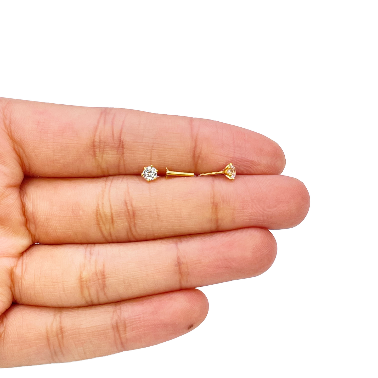 22ct Yellow Gold Six Claw Prong Small Children's Earrings 4.5mm Width