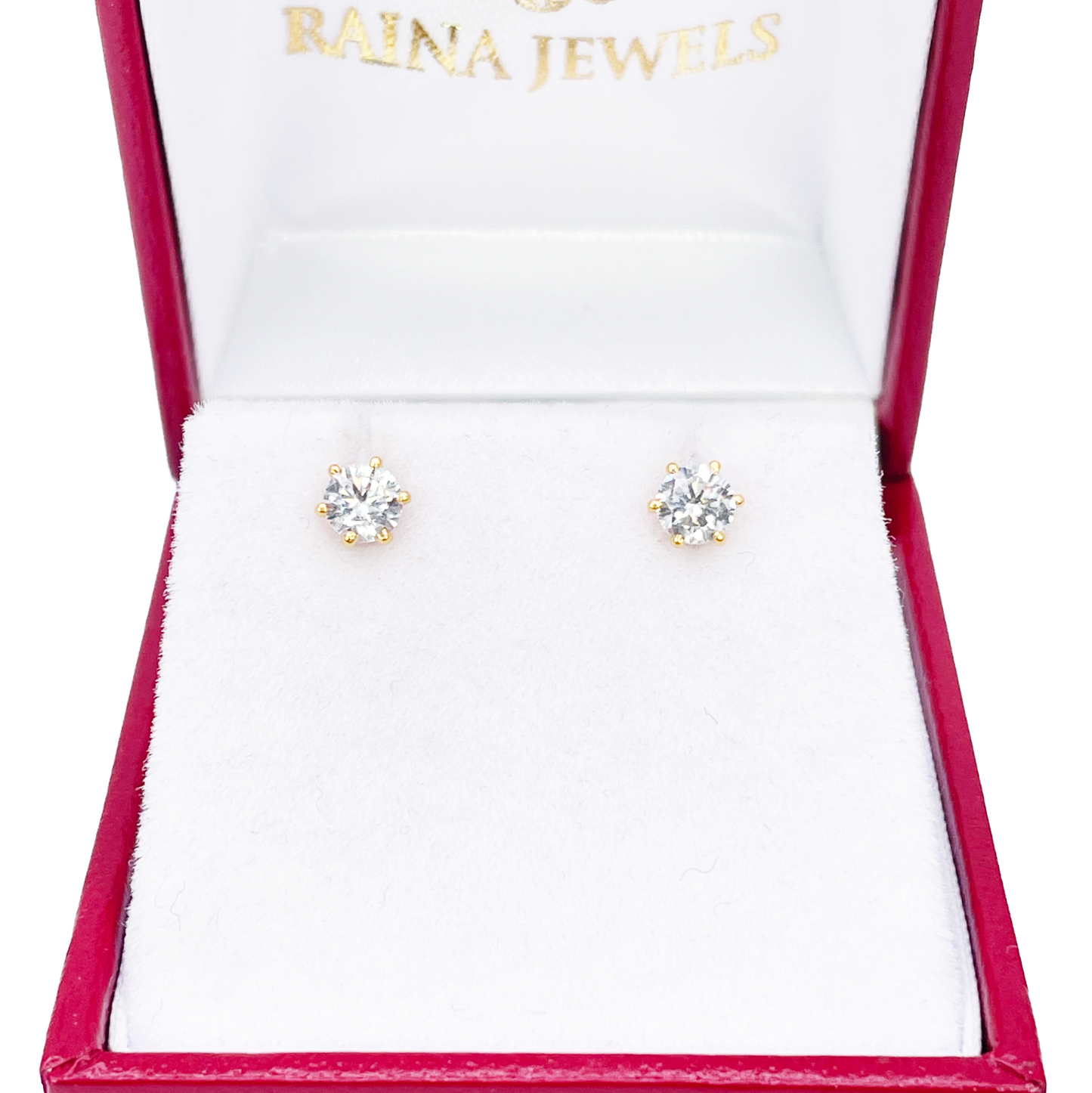 22ct Yellow Gold Six Claw Prong Small Children's Earrings 4.5mm Width