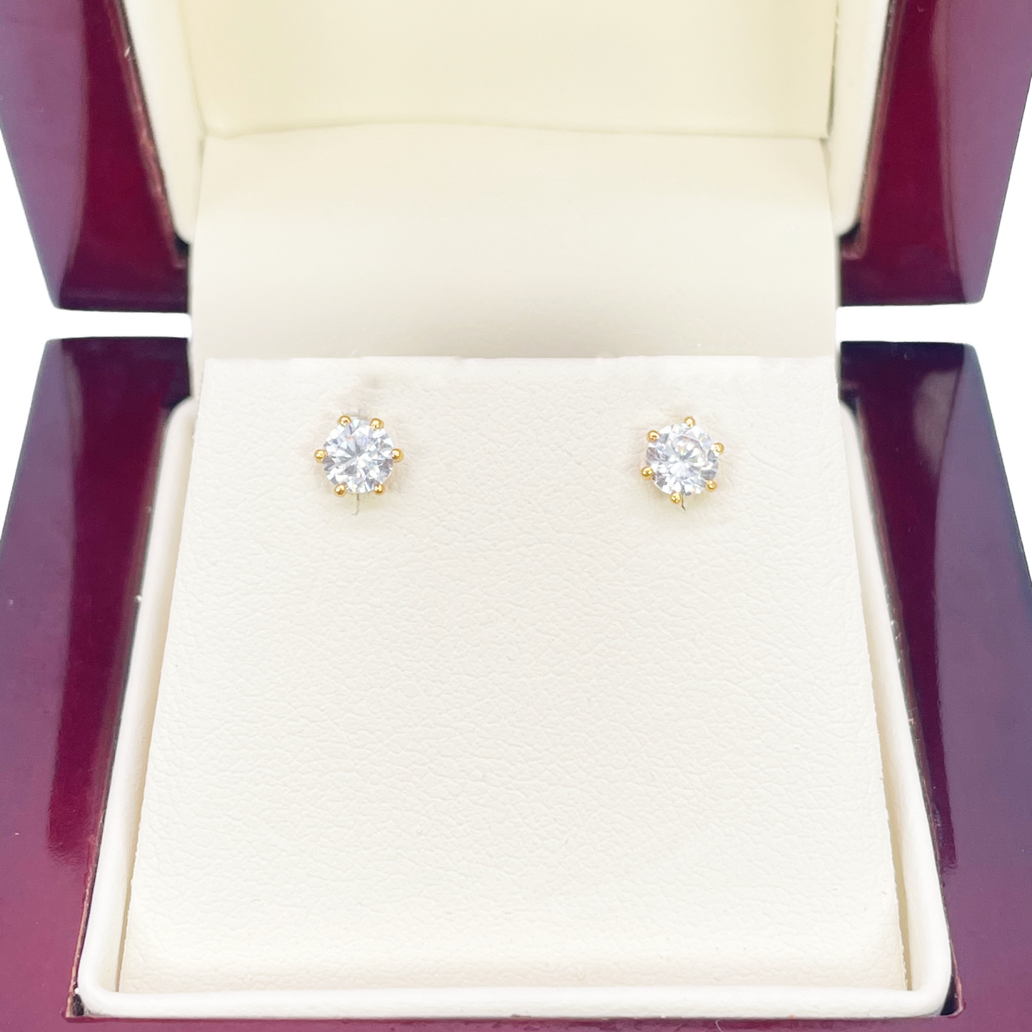 22ct Yellow Gold Six Claw Prong Small Children's Earrings 4.5mm Width