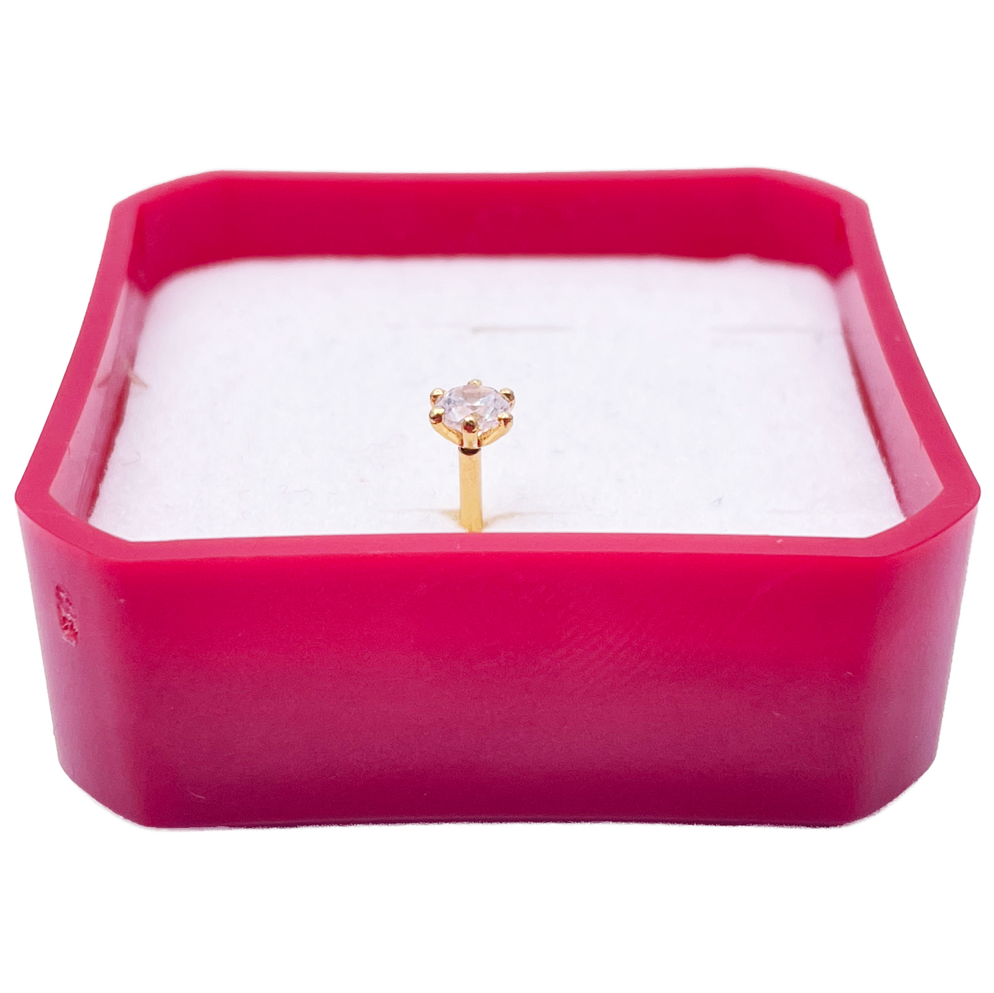 22ct Yellow Gold Six Claw Prong Small Nose Stud/Pin 4mm Length