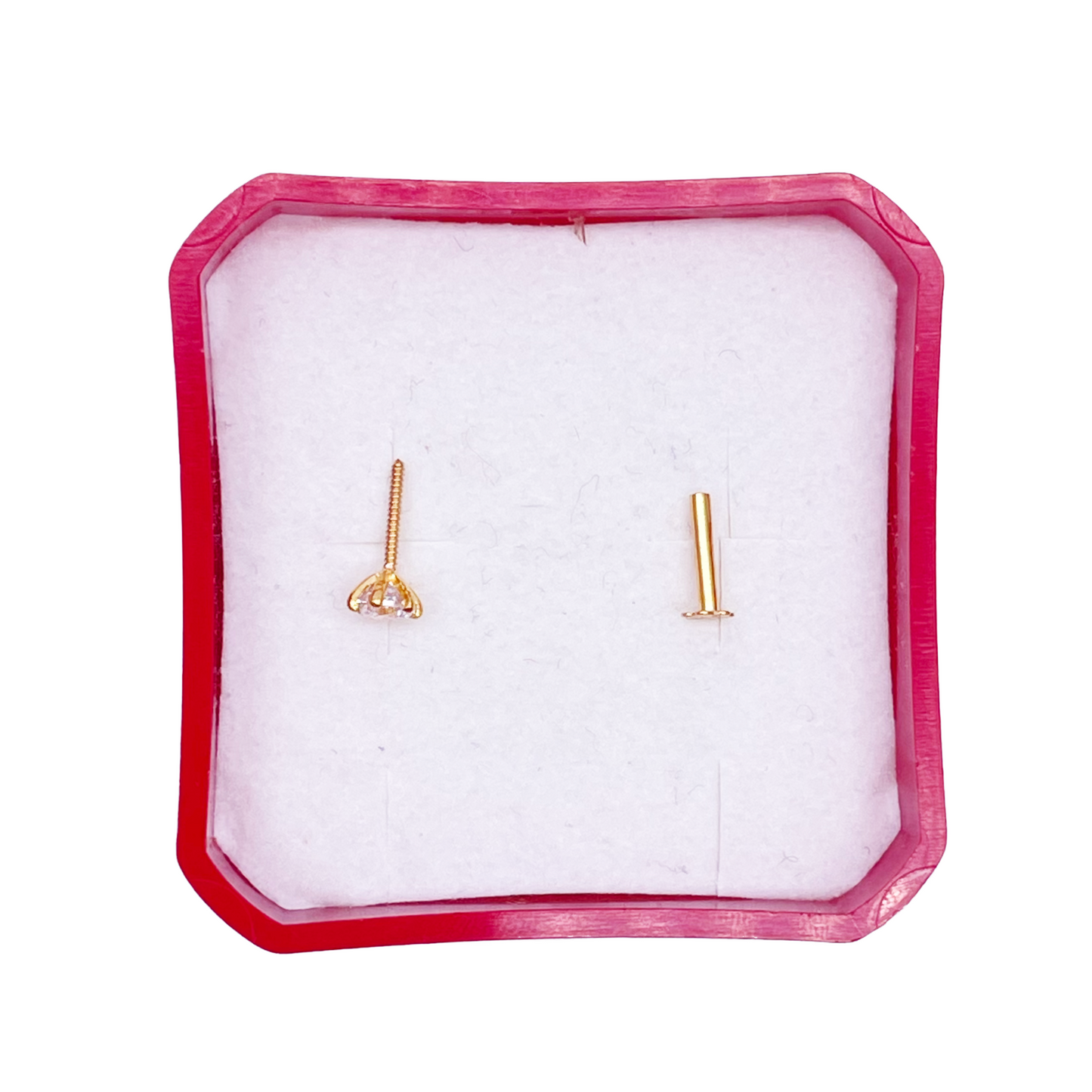 22ct Yellow Gold Six Claw Prong Small Nose Stud/Pin 4mm Length