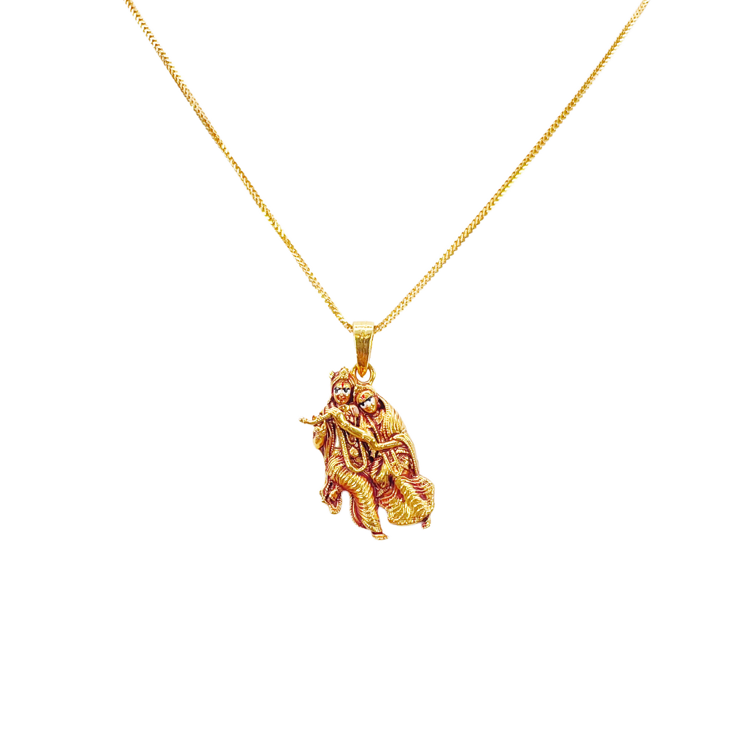22ct Yellow Gold High Polished Radha & Krishna Pendant 22mm Length