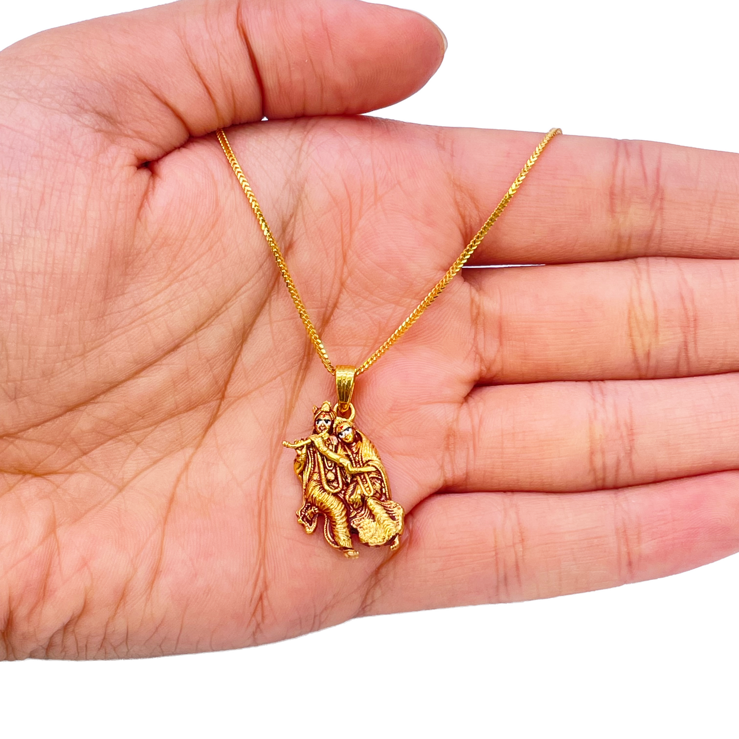 22ct Yellow Gold High Polished Radha & Krishna Pendant 22mm Length