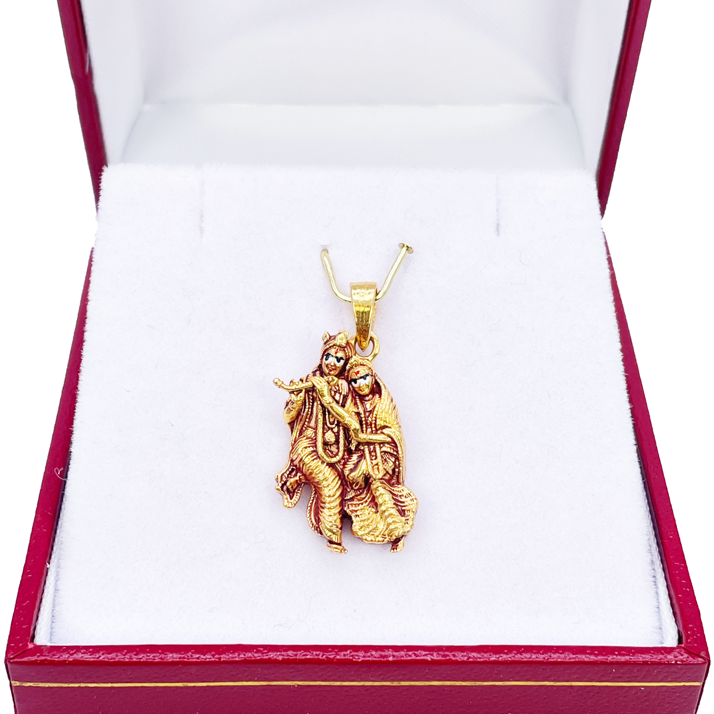 22ct Yellow Gold High Polished Radha & Krishna Pendant 22mm Length