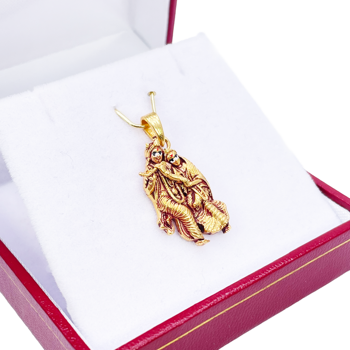 22ct Yellow Gold High Polished Radha & Krishna Pendant 22mm Length