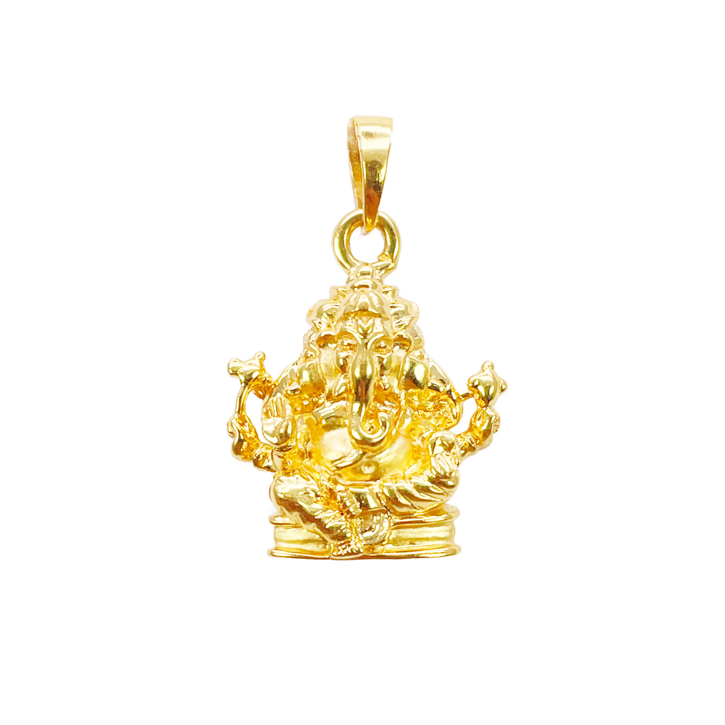 22ct Yellow Gold High Polished Three-Headed Ganesha Pendant 25mm Length