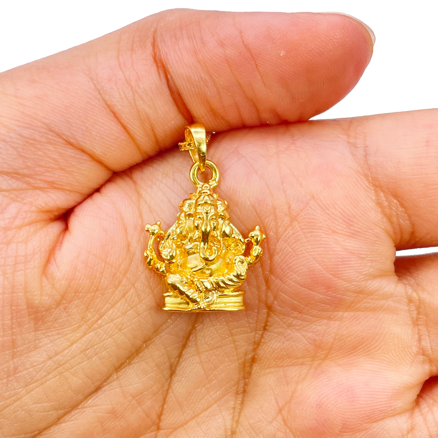 22ct Yellow Gold High Polished Three-Headed Ganesha Pendant 25mm Length
