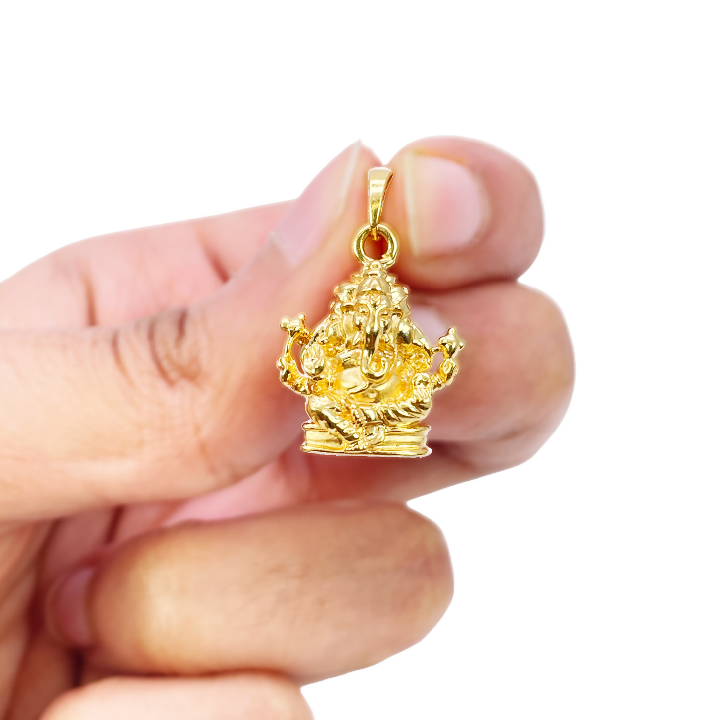 22ct Yellow Gold High Polished Three-Headed Ganesha Pendant 25mm Length