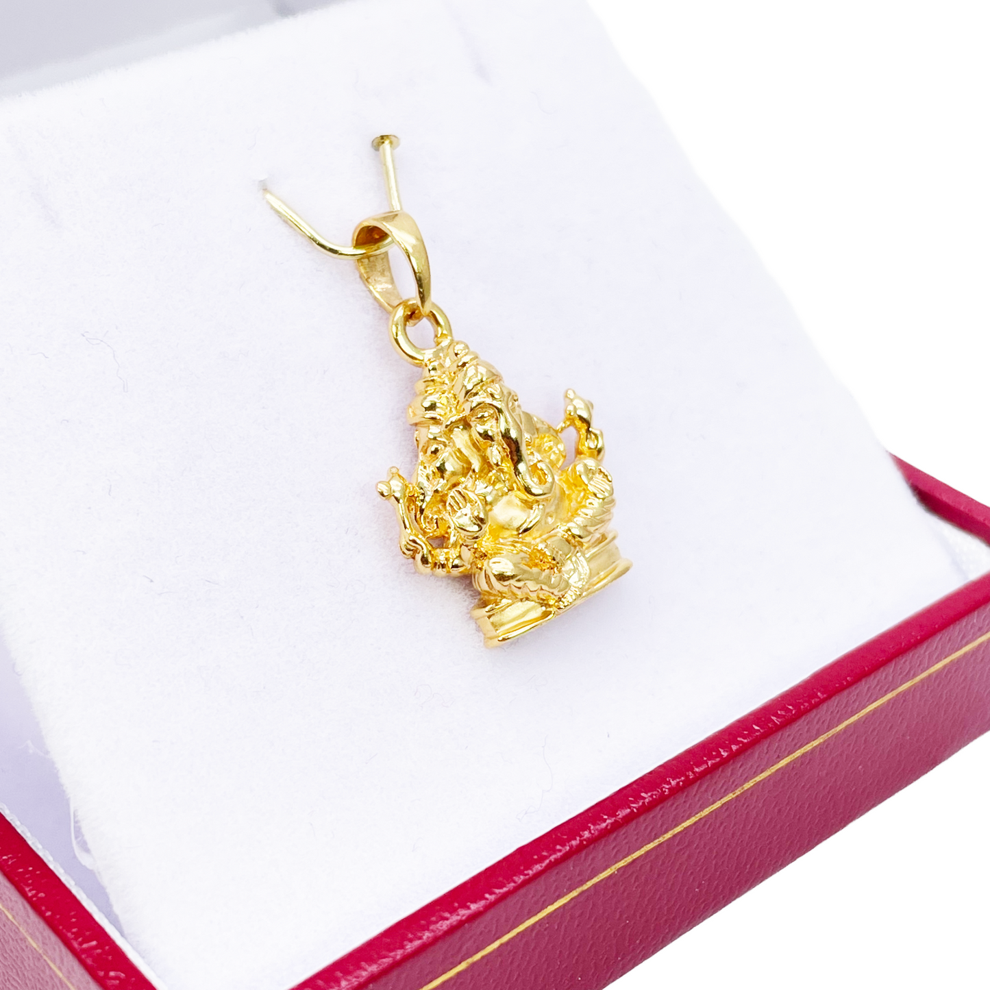 22ct Yellow Gold High Polished Three-Headed Ganesha Pendant 25mm Length