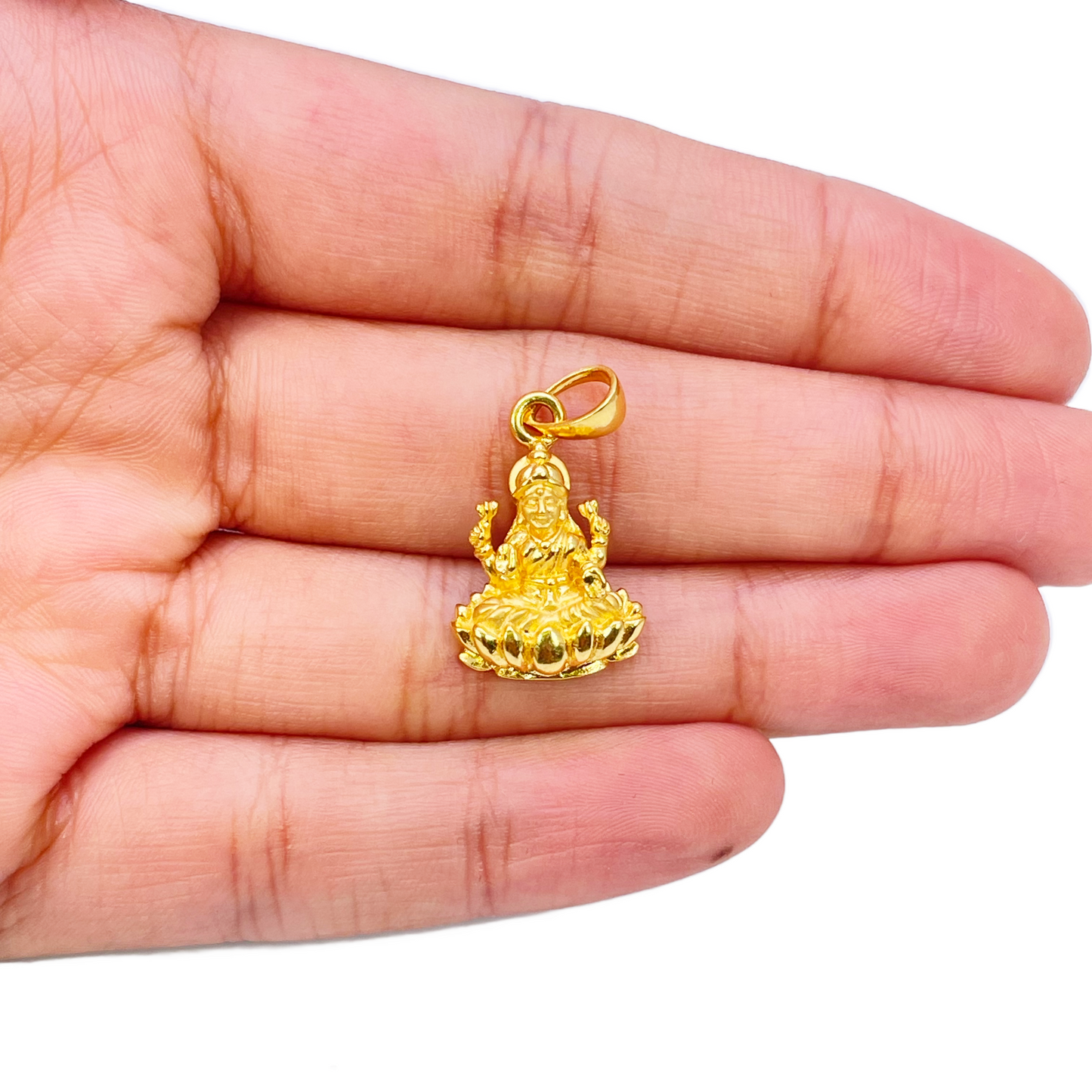 22ct Yellow Gold High Polished Lakshmi Pendant 26mm Length