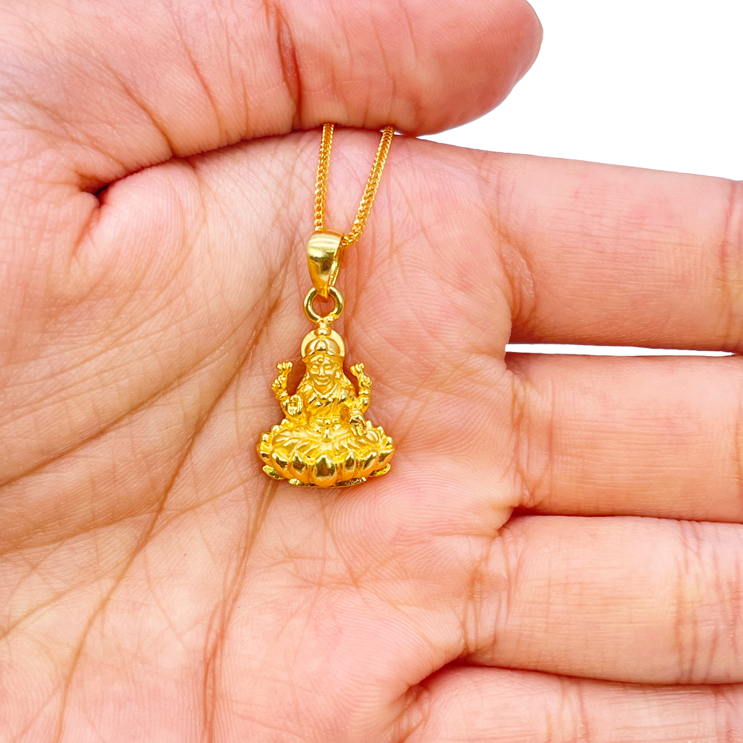 22ct Yellow Gold High Polished Lakshmi Pendant 26mm Length