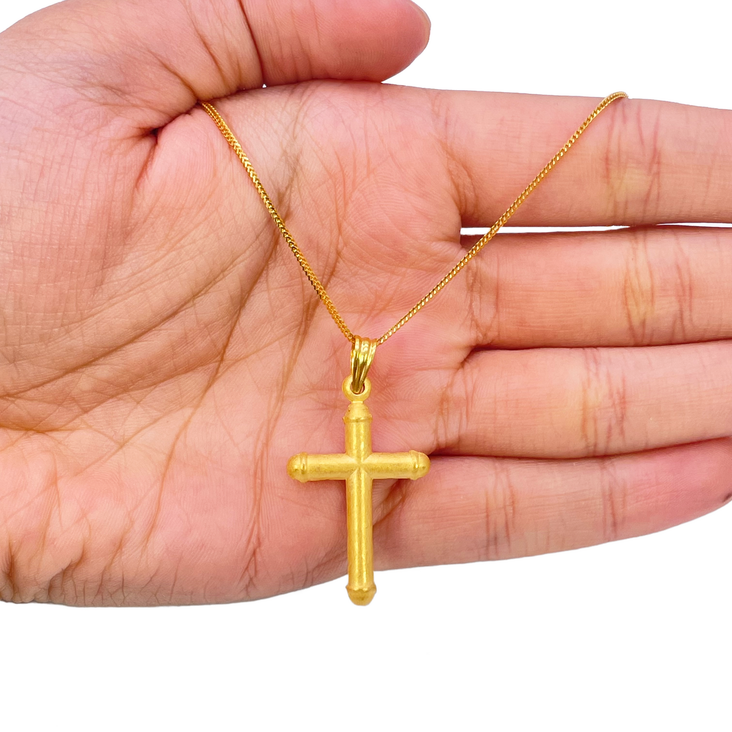 22ct Yellow Gold Lightweight Matt Cross Pendant 35mm Length 19mm Width
