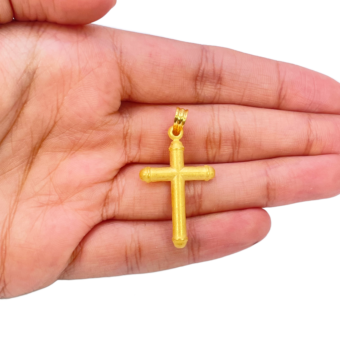 22ct Yellow Gold Lightweight Matt Cross Pendant 35mm Length 19mm Width