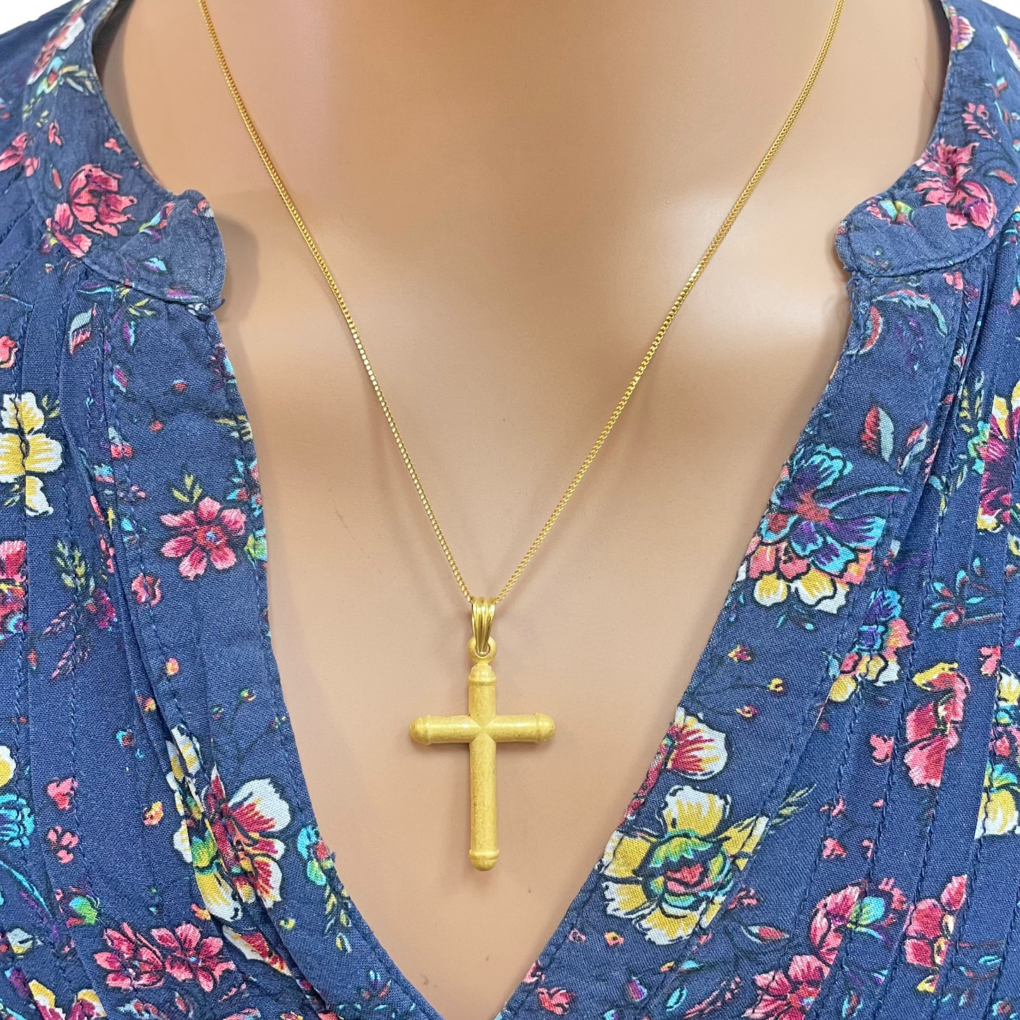 22ct Yellow Gold Lightweight Matt Cross Pendant 35mm Length 19mm Width