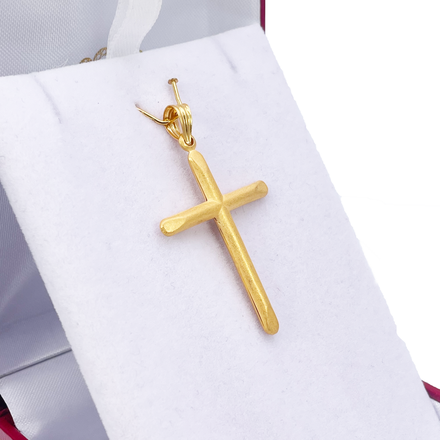 22ct Yellow Gold Lightweight Matt Cross Pendant 44mm Length 25mm Width