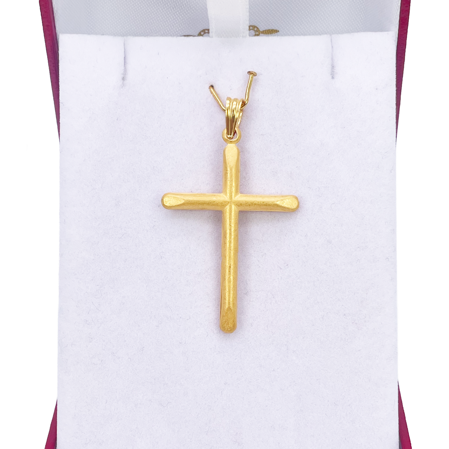 22ct Yellow Gold Lightweight Matt Cross Pendant 44mm Length 25mm Width