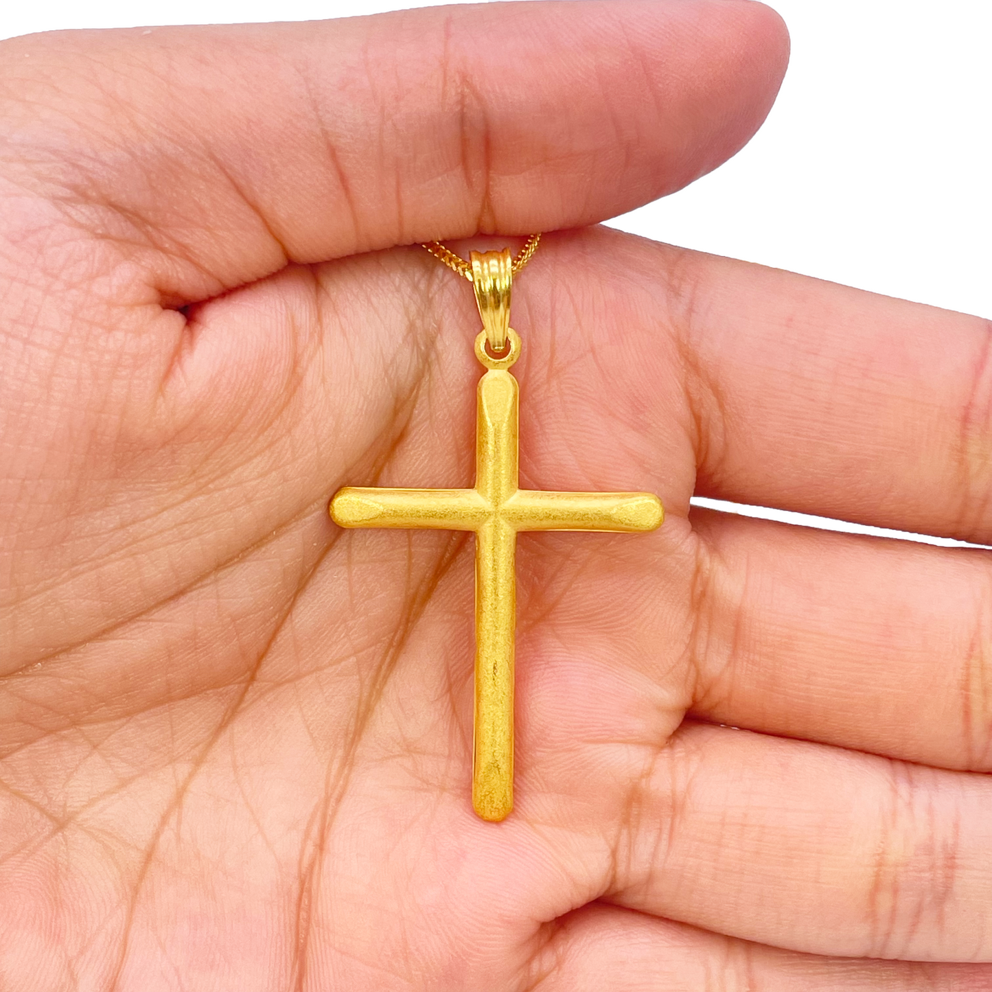22ct Yellow Gold Lightweight Matt Cross Pendant 44mm Length 25mm Width