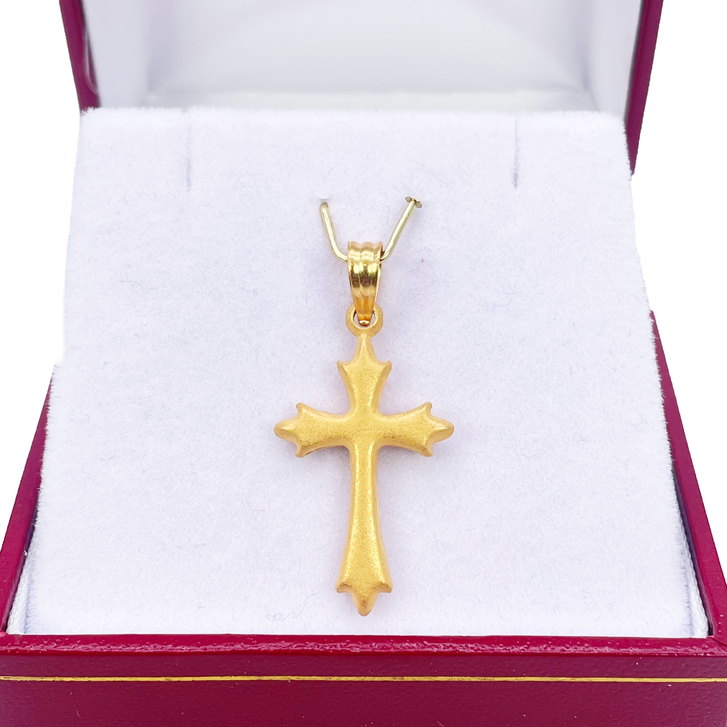 22ct Yellow Gold Lightweight Matt Cross Pendant 32mm Length 16mm Width