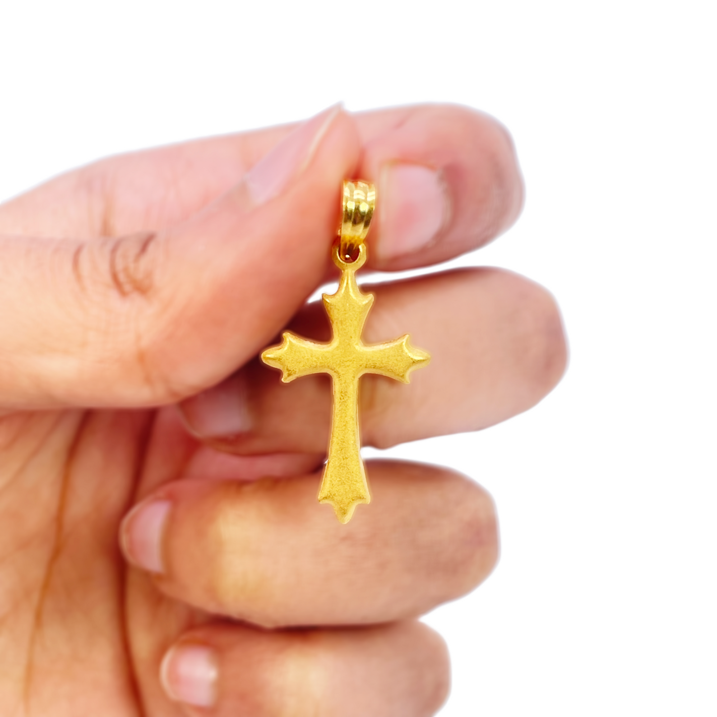 22ct Yellow Gold Lightweight Matt Cross Pendant 32mm Length 16mm Width