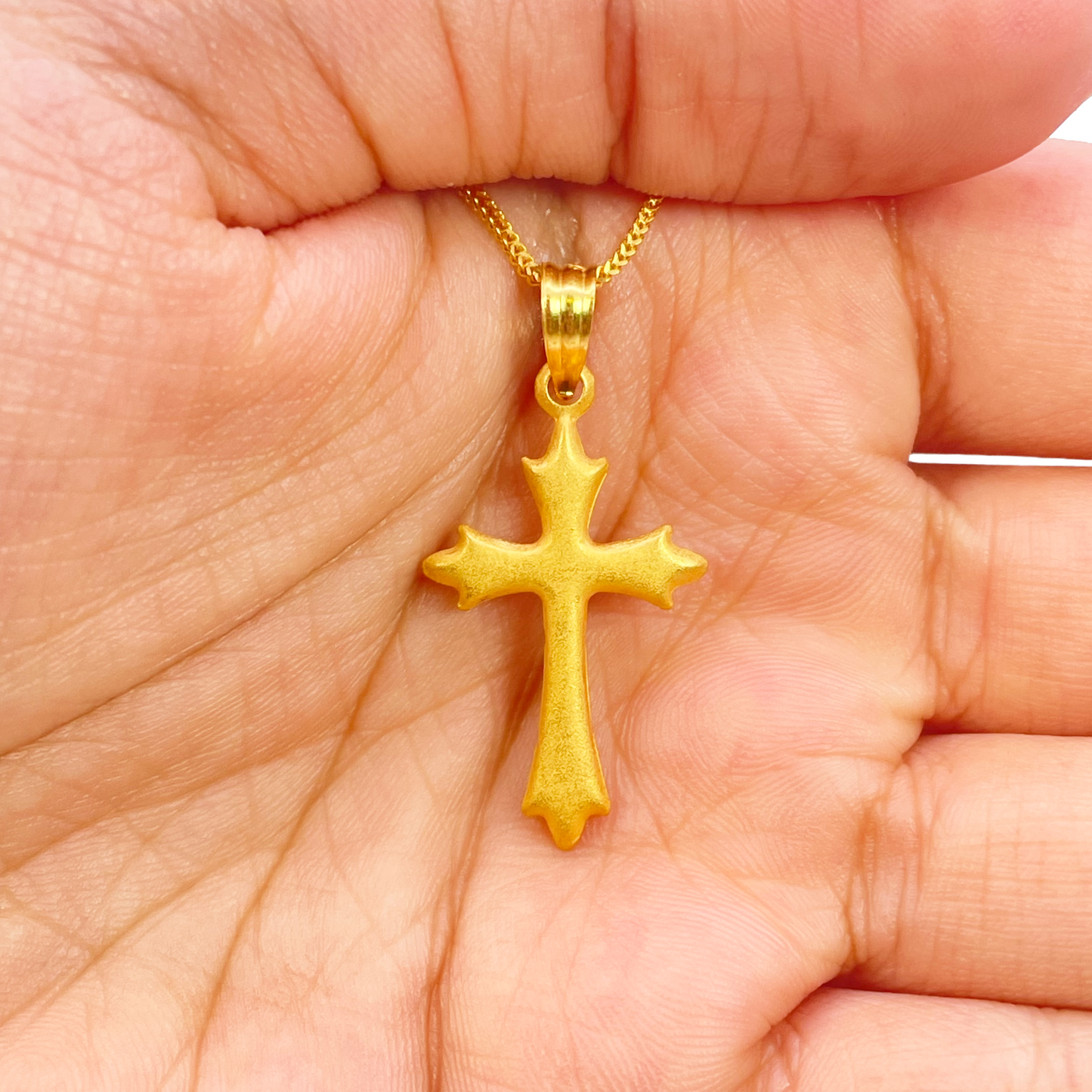 22ct Yellow Gold Lightweight Matt Cross Pendant 32mm Length 16mm Width