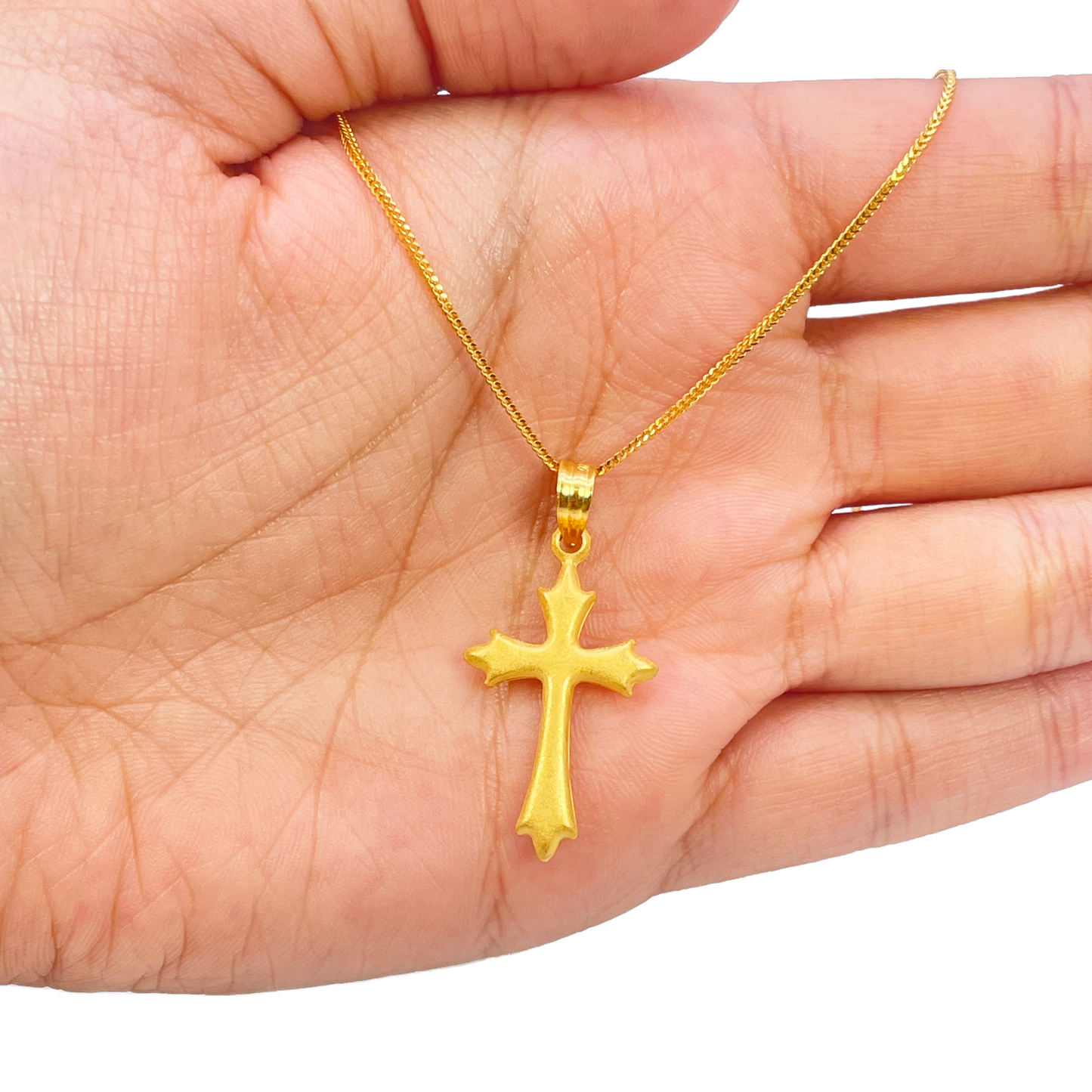22ct Yellow Gold Lightweight Matt Cross Pendant 32mm Length 16mm Width