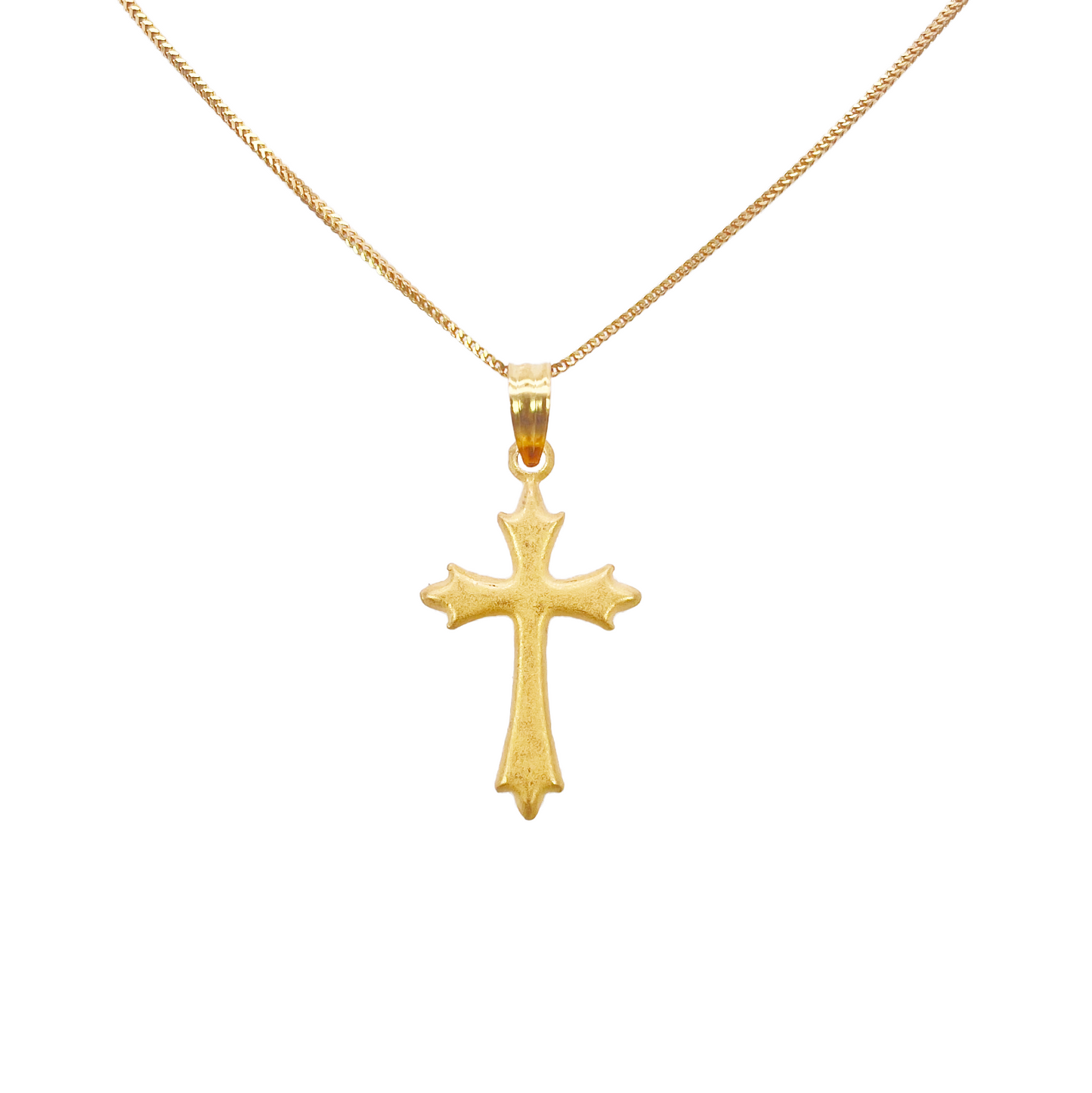 22ct Yellow Gold Lightweight Matt Cross Pendant 32mm Length 16mm Width