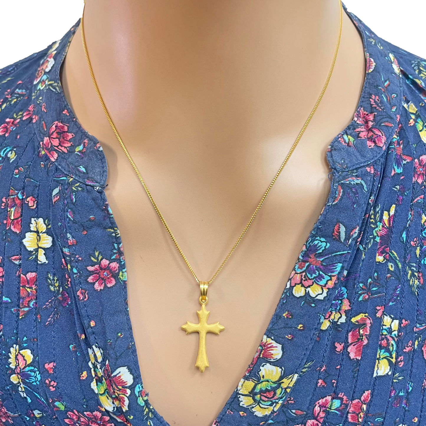 22ct Yellow Gold Lightweight Matt Cross Pendant 32mm Length 16mm Width