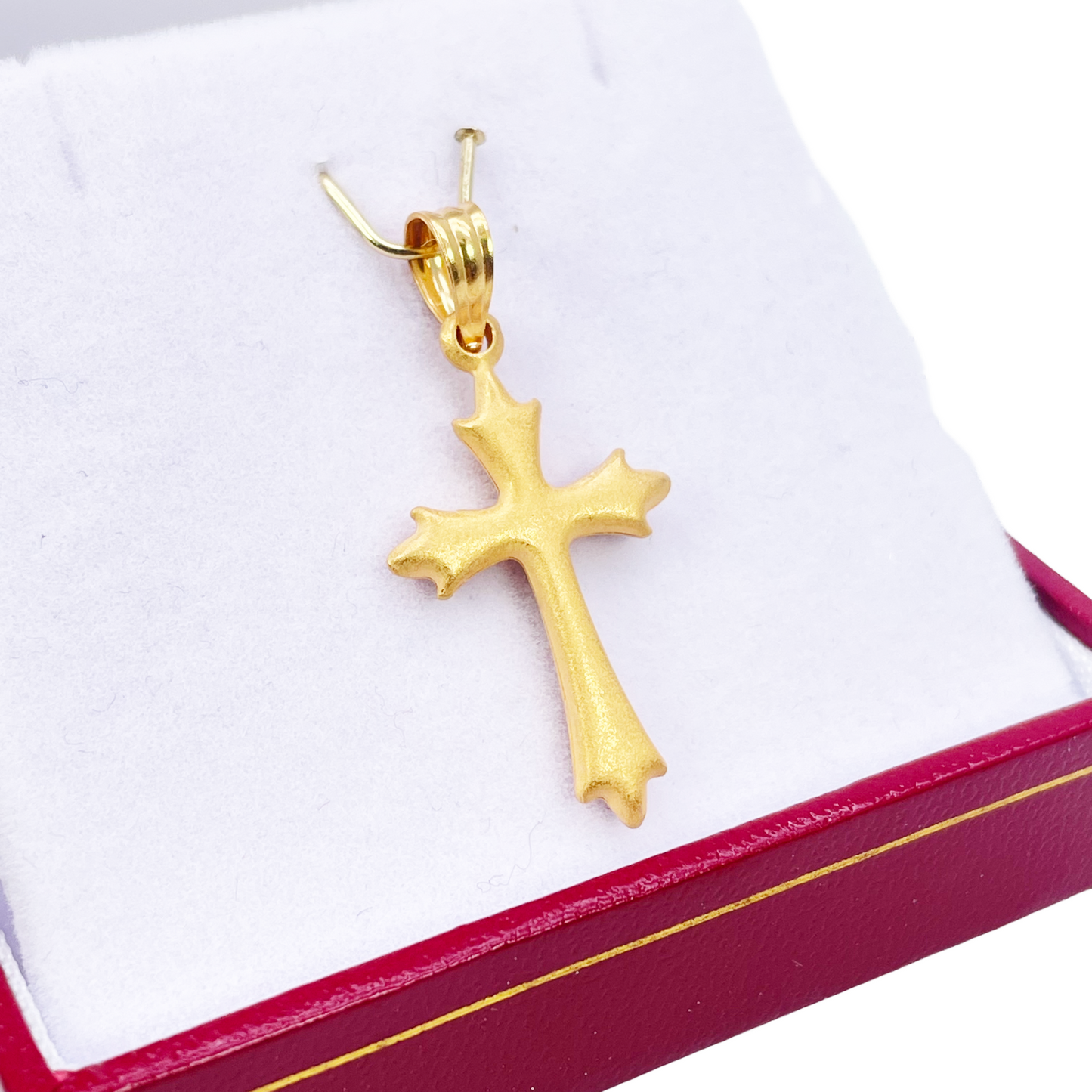 22ct Yellow Gold Lightweight Matt Cross Pendant 32mm Length 16mm Width