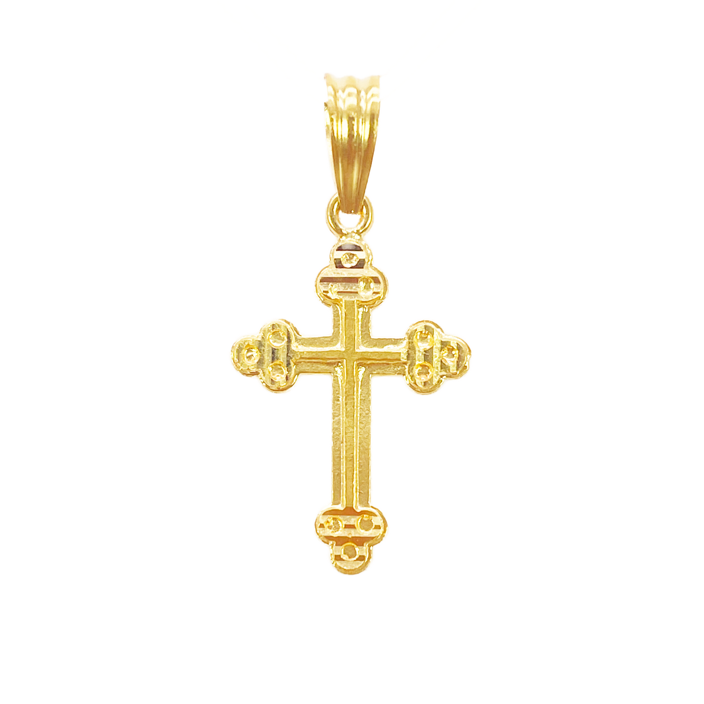 22ct Yellow Gold High Polished Diamond Cut Cross Pendant 28mm Length