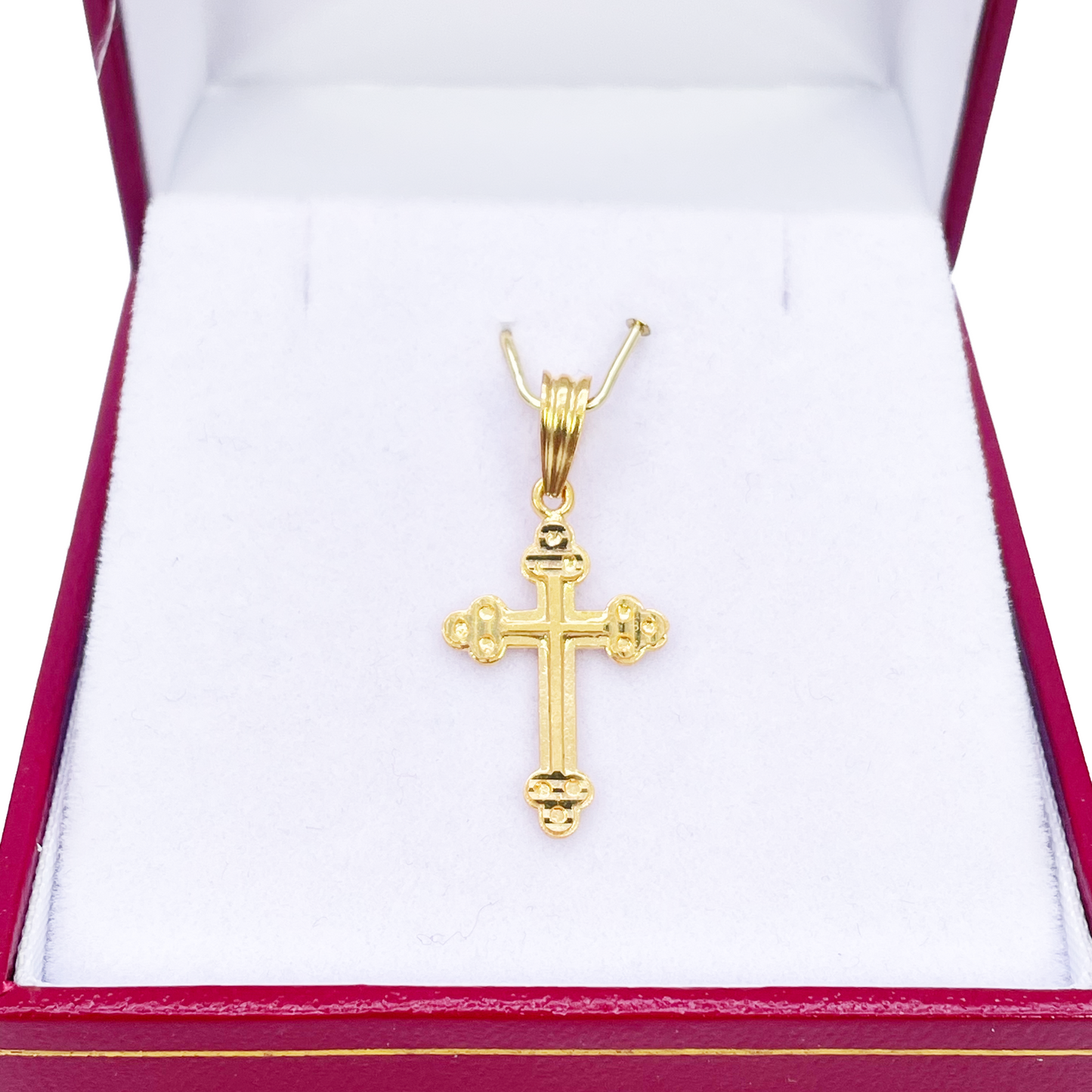 22ct Yellow Gold High Polished Diamond Cut Cross Pendant 28mm Length