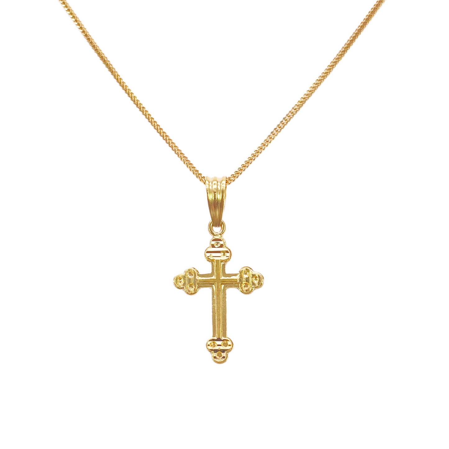 22ct Yellow Gold High Polished Diamond Cut Cross Pendant 28mm Length