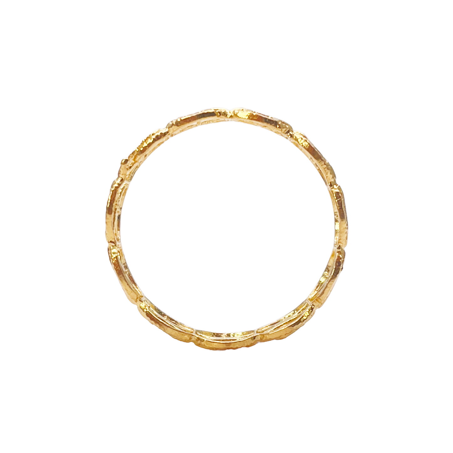 22ct Yellow Gold Beautiful High Polished Two Row Milgrain Leaf Design Ring