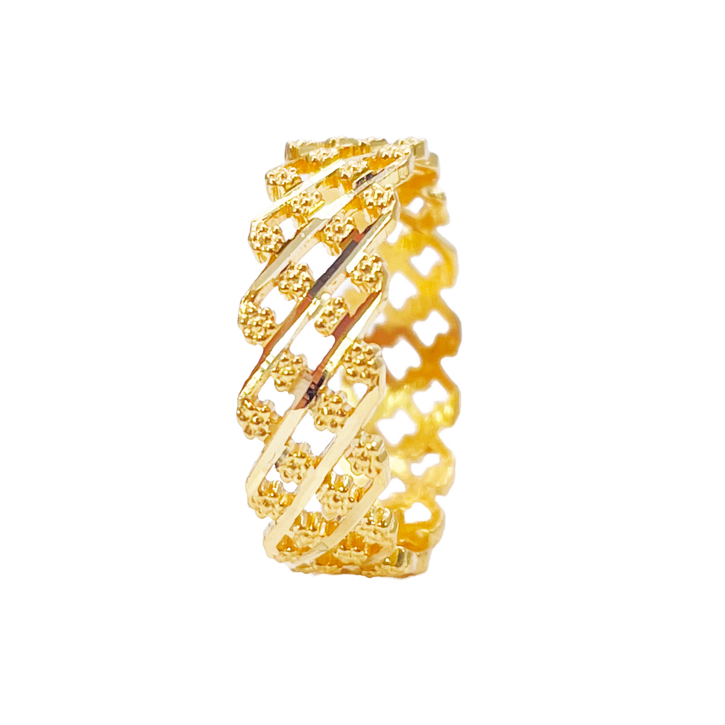 22ct Yellow Gold Beautiful High Polished Floral Design Ring