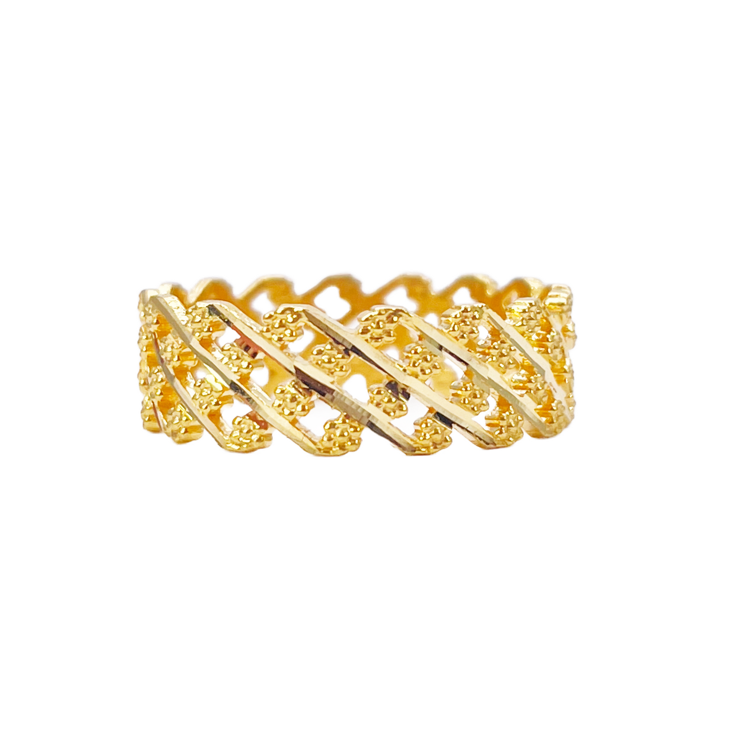 22ct Yellow Gold Beautiful High Polished Floral Design Ring