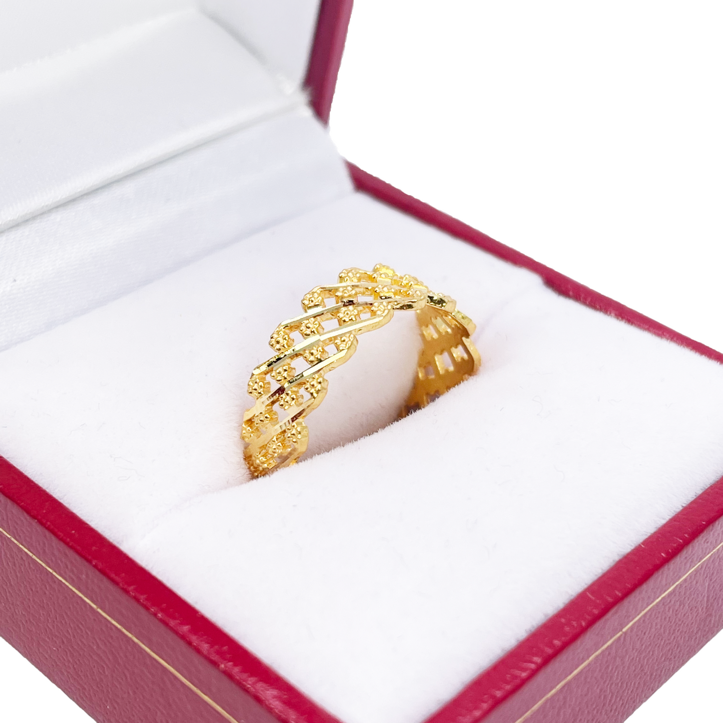 22ct Yellow Gold Beautiful High Polished Floral Design Ring