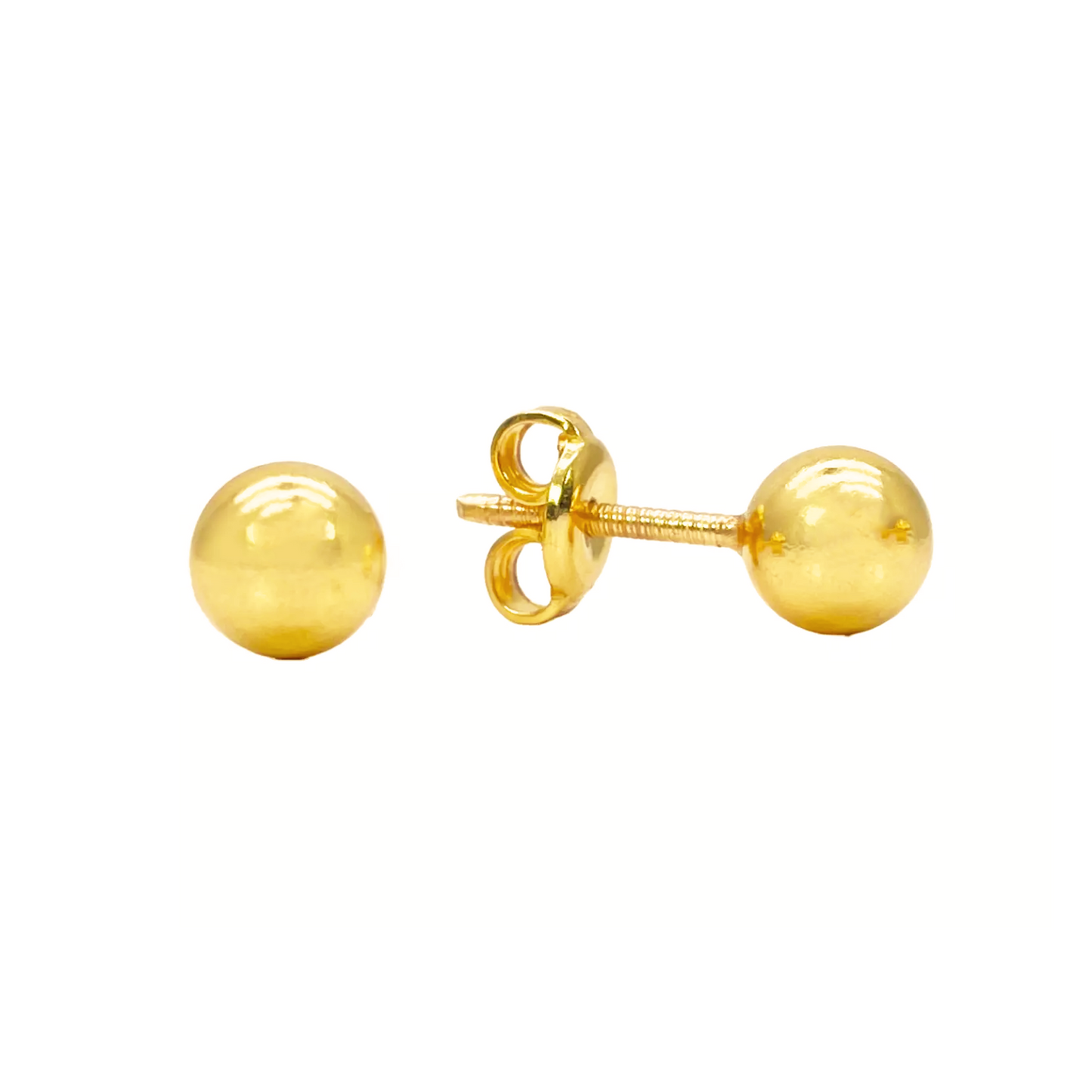 22ct Yellow Gold High Polished Round Plain Ball Stud Earrings 7mm