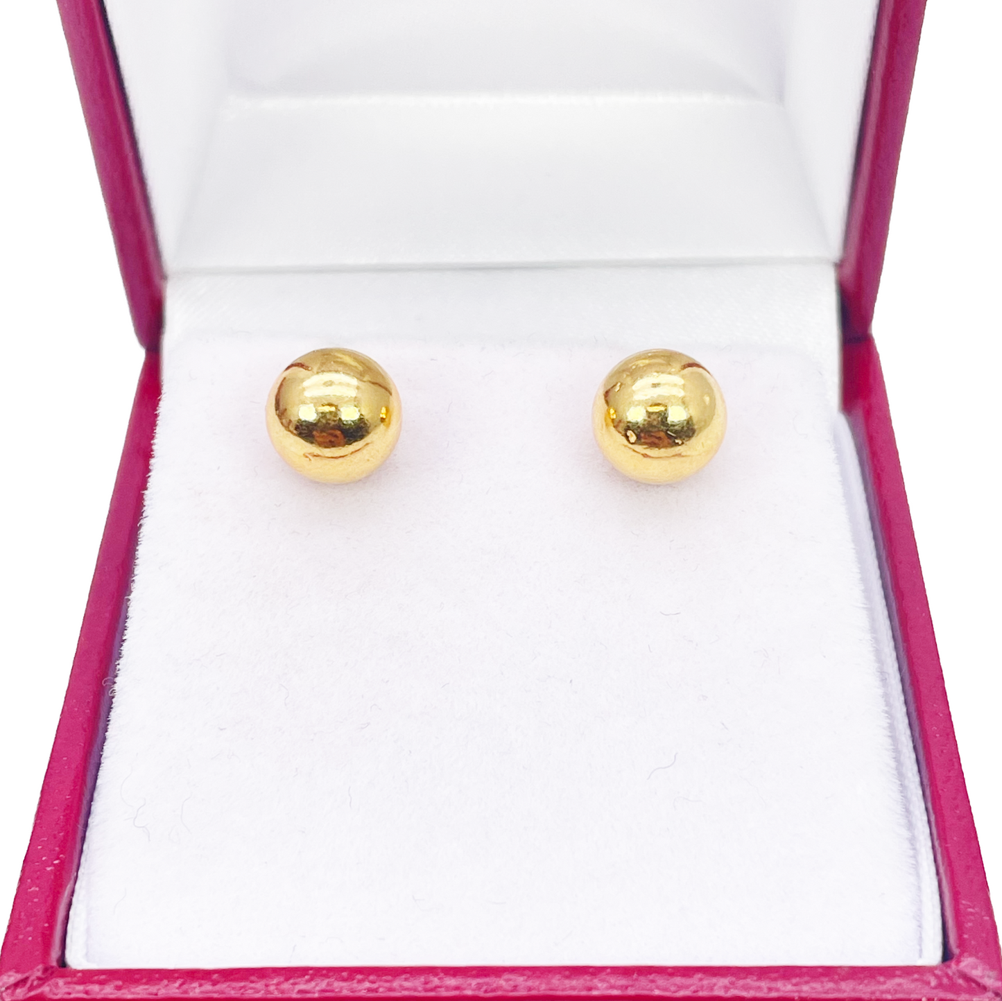 22ct Yellow Gold High Polished Round Plain Ball Stud Earrings 7mm