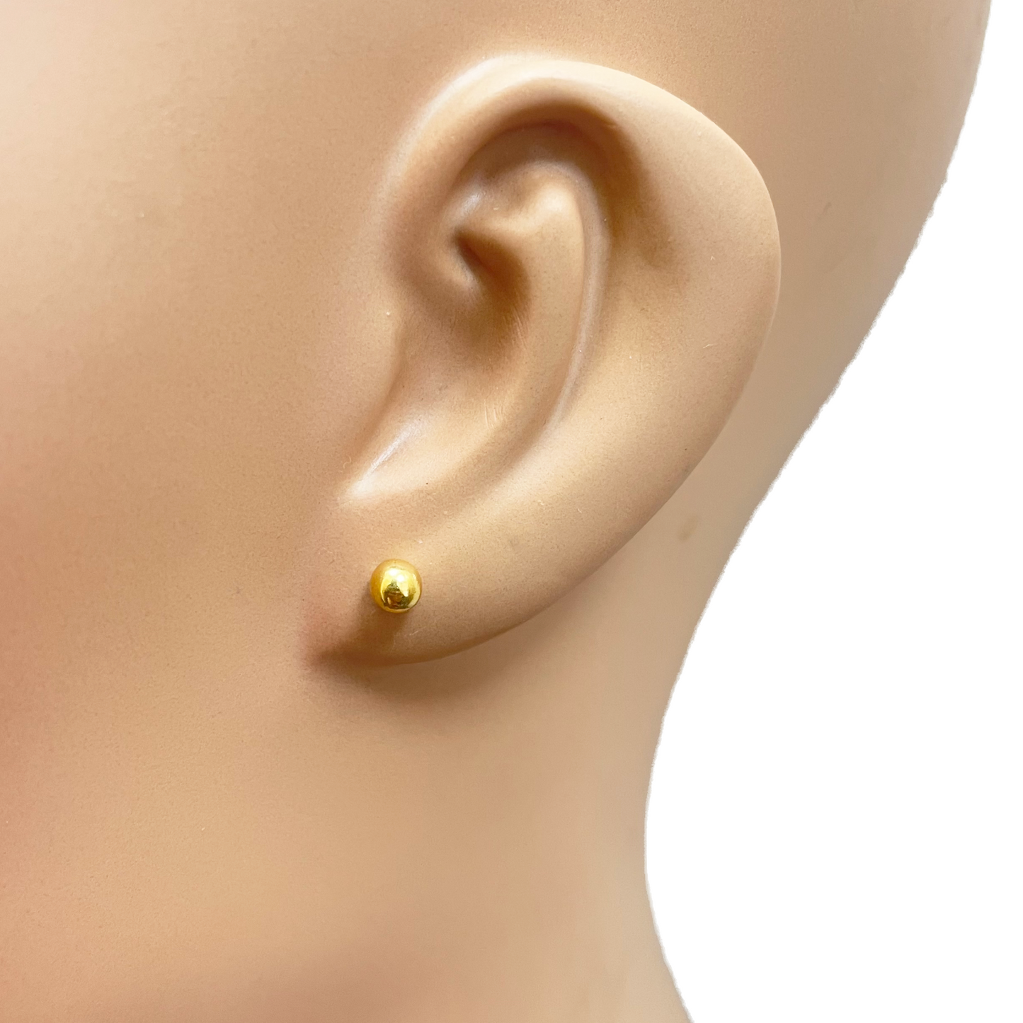 22ct Yellow Gold High Polished Round Plain Ball Stud Earrings 4mm