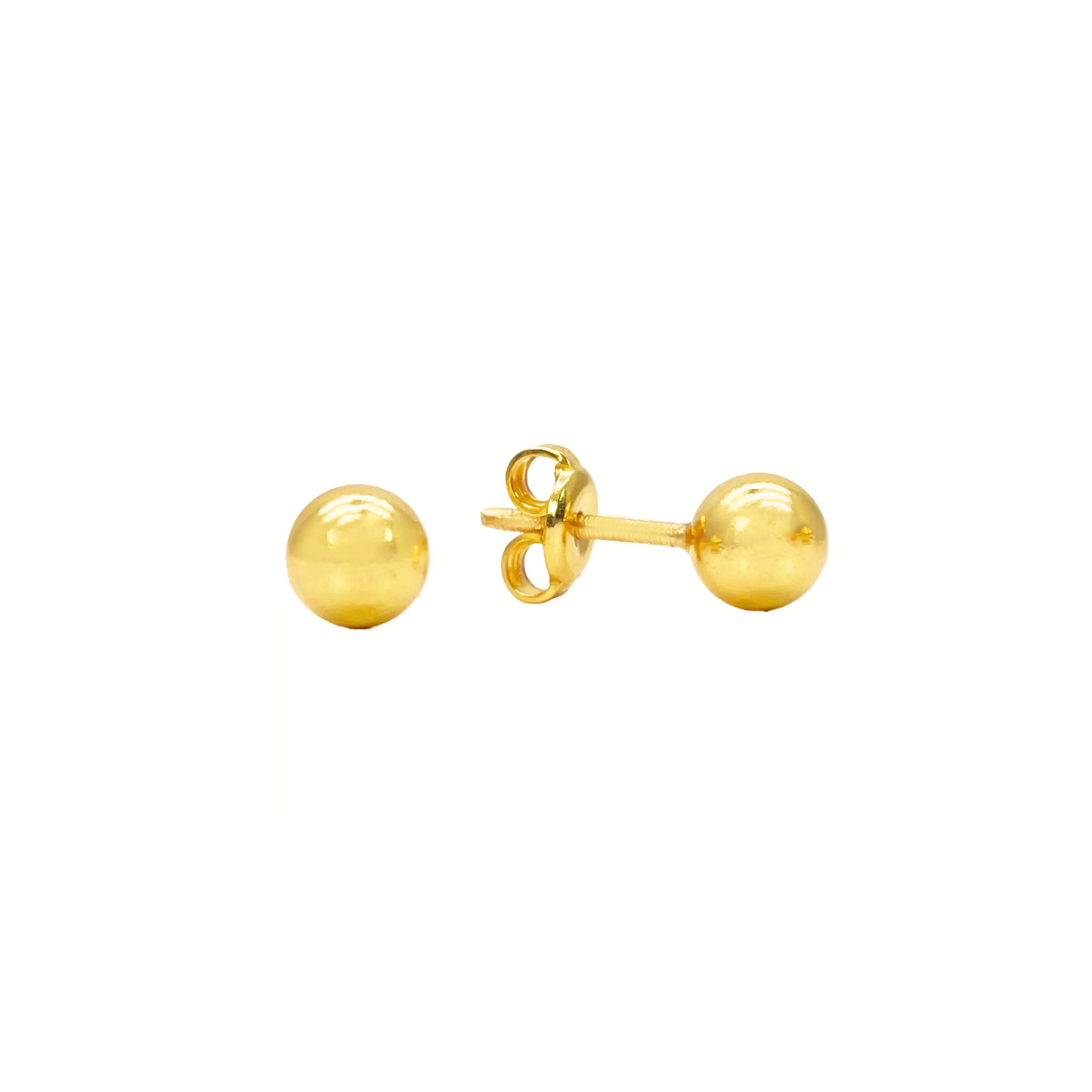 22ct Yellow Gold High Polished Round Plain Ball Stud Earrings 4mm