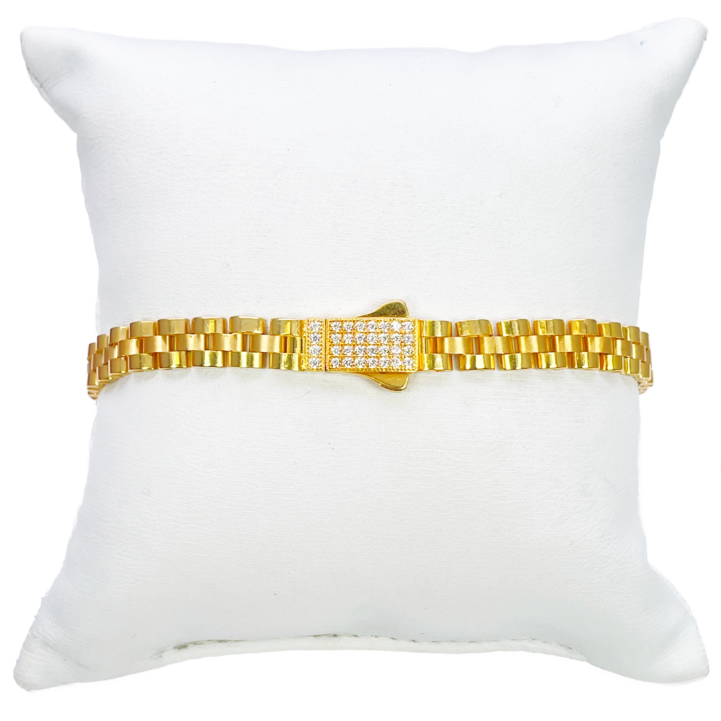 22ct Yellow Gold Brick link Presidential Bracelet 8 Inches 6mm width