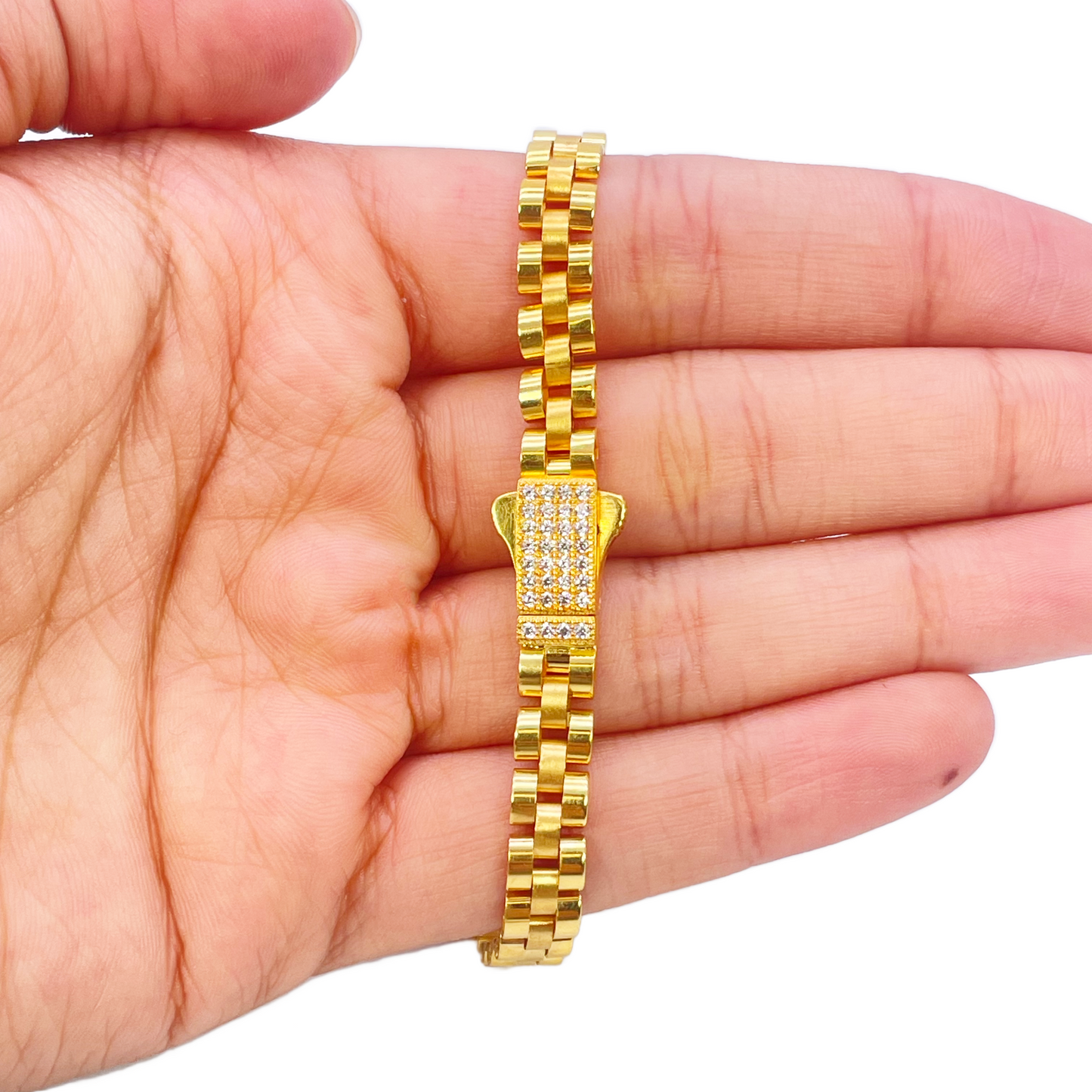 22ct Yellow Gold Brick link Presidential Bracelet 8 Inches 6mm width