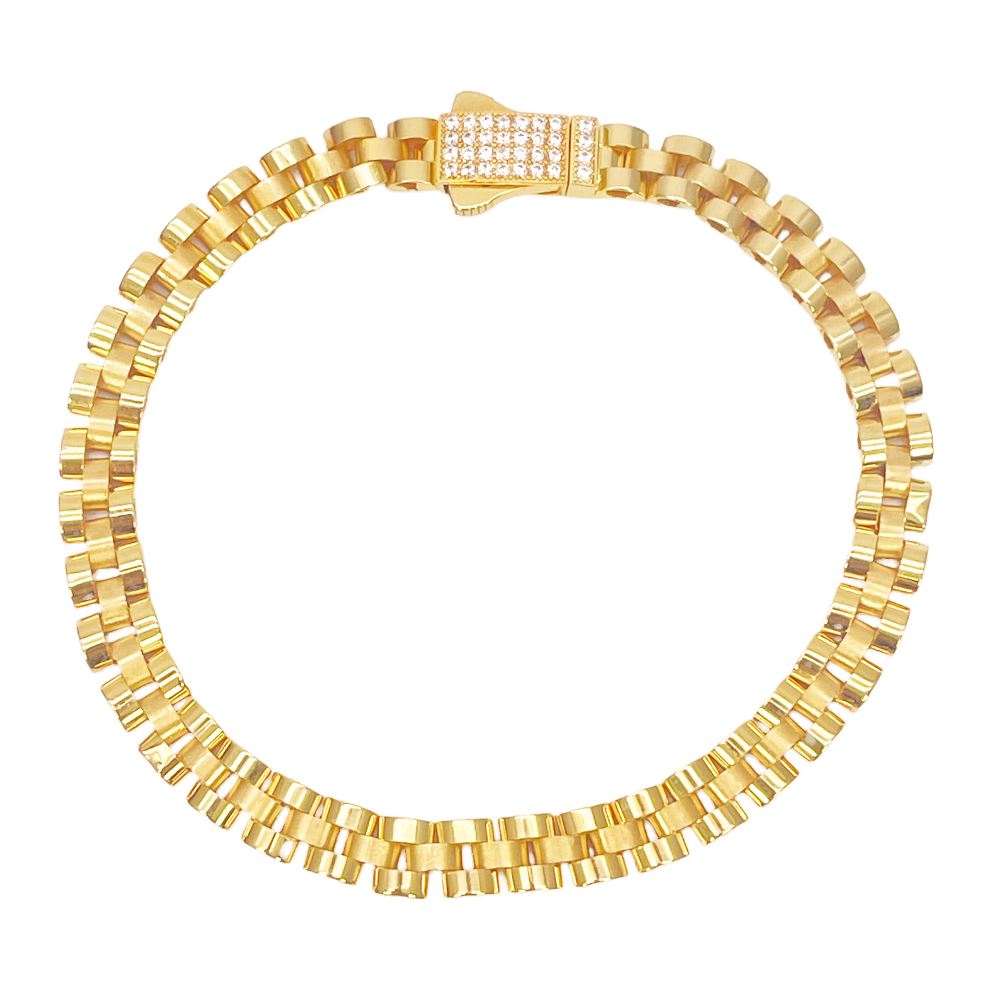 22ct Yellow Gold Brick link Presidential Bracelet 8 Inches 6mm width