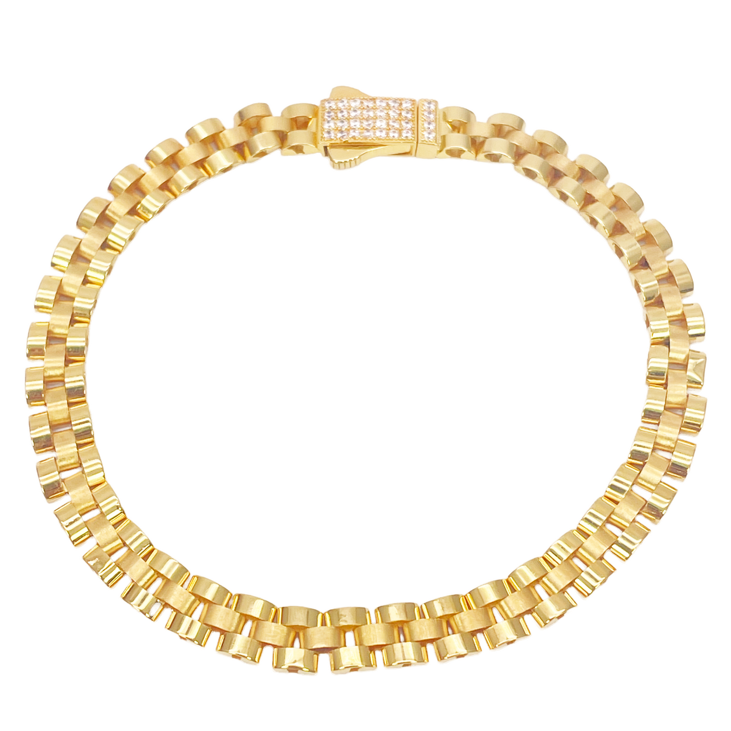 22ct Yellow Gold Brick link Presidential Bracelet 8 Inches 6mm width